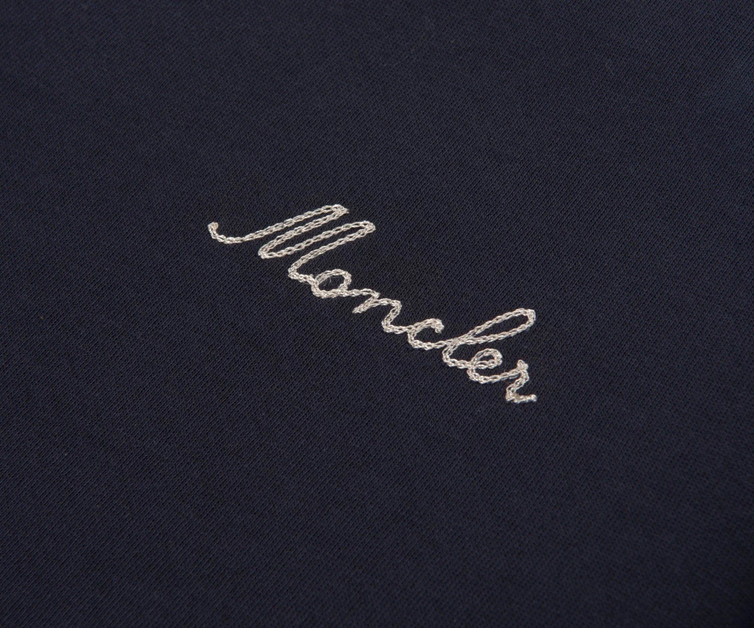 Moncler Navy Embroidered Logo 1/4 Zip Sweatshirt - Image 4