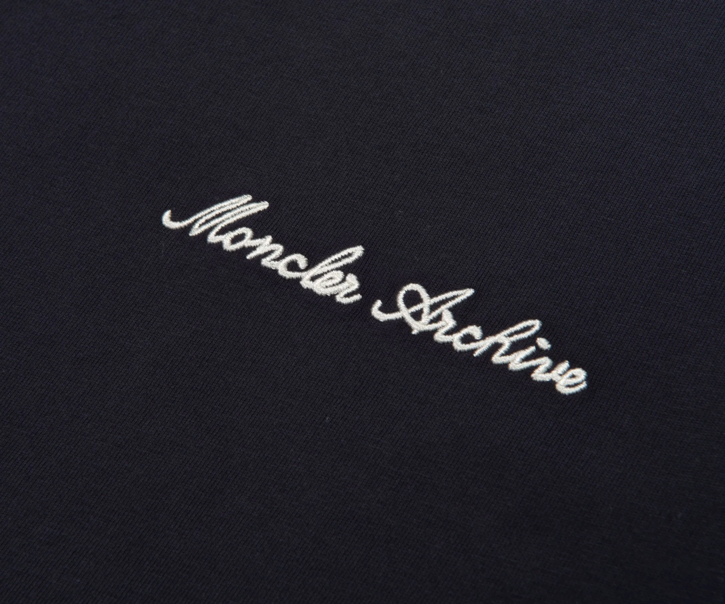 Moncler Navy/Rust Trim Embroidered Logo Cotton T-Shirt - Image 3