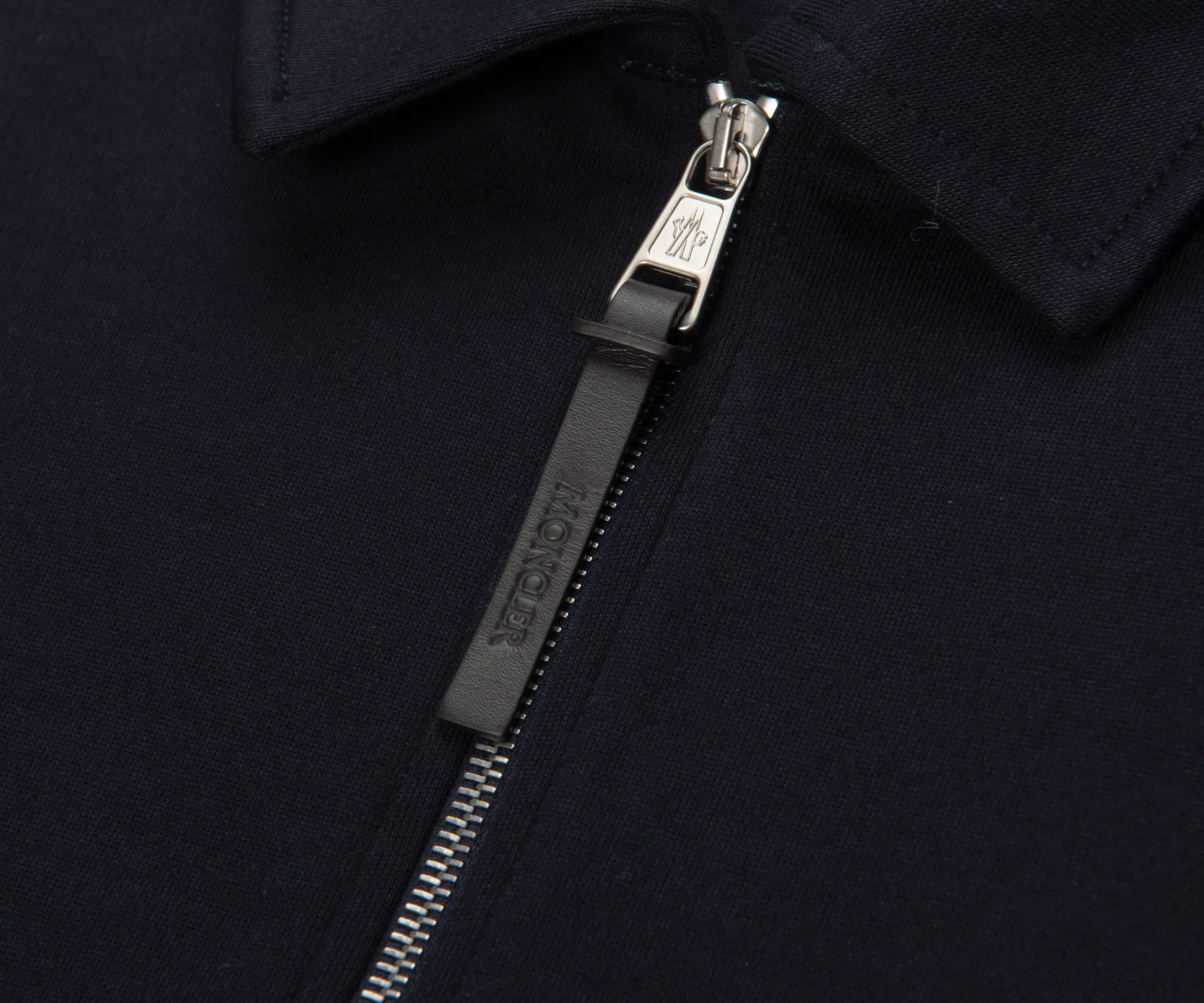Moncler Navy Leather Pocket 1/4 Zip Sweatshirt - Image 3