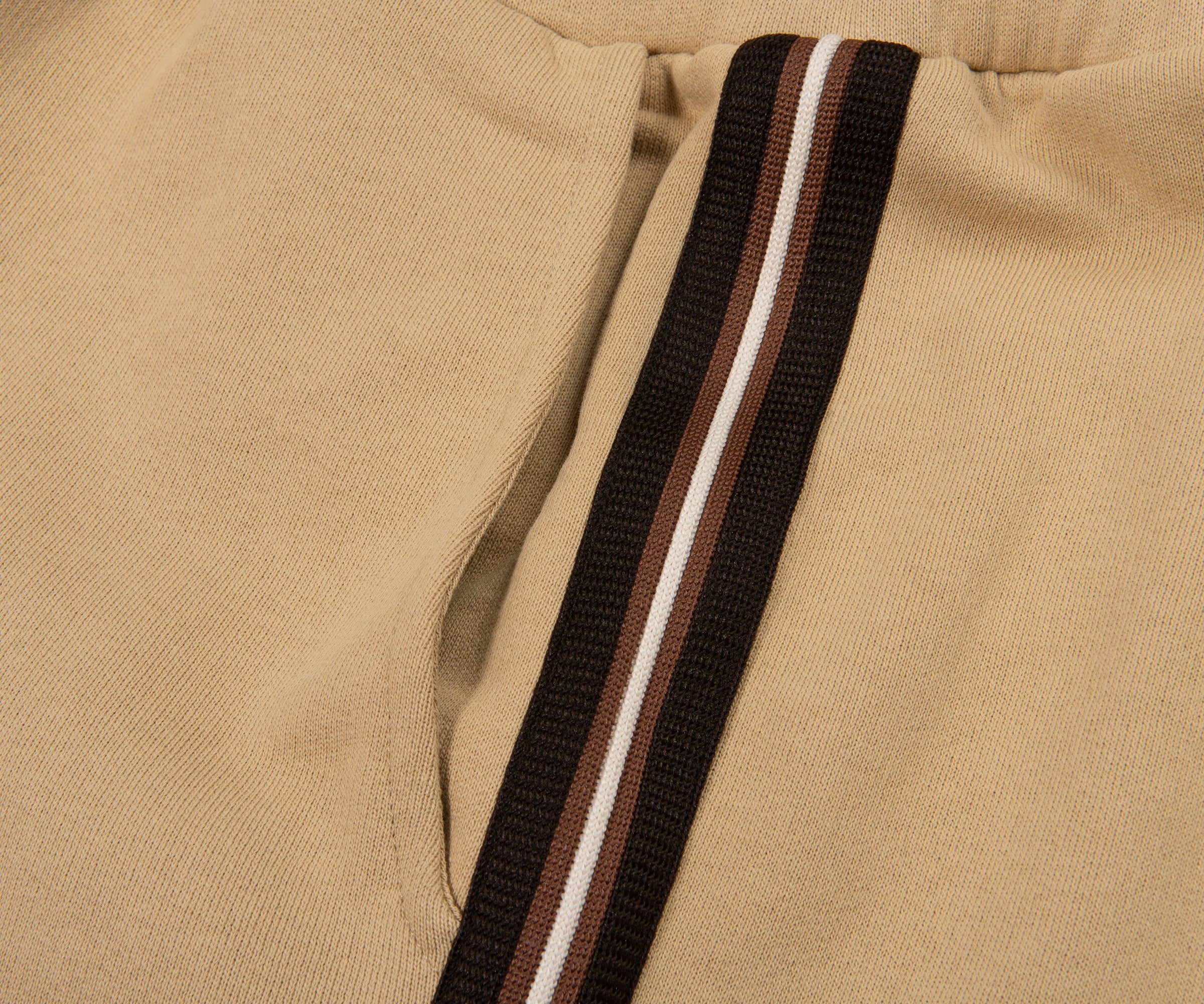 Moncler Sand Thick Cotton Brown Trimming Shorts - Image 4