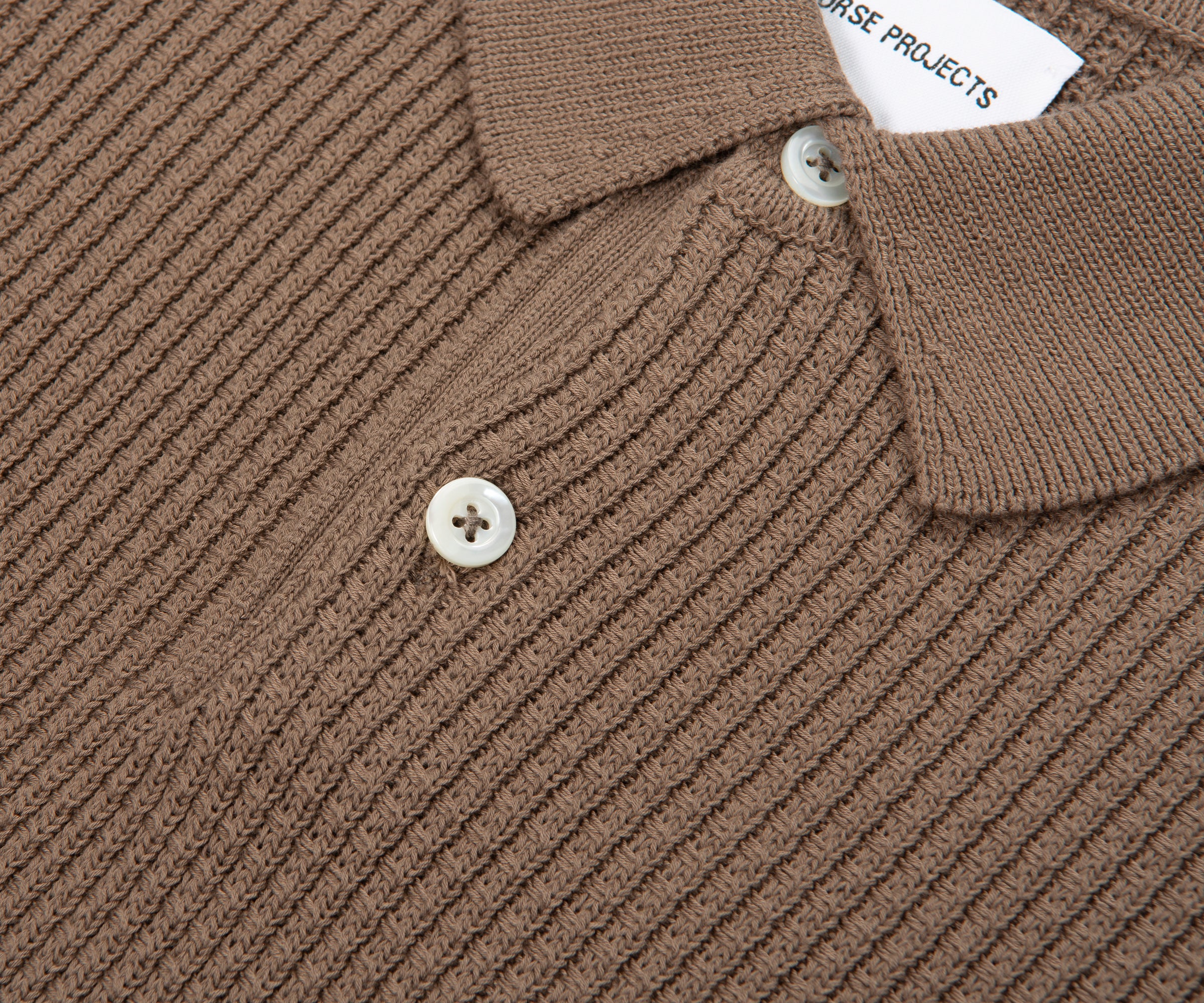 Norse Projects Walnut Anholt Cotton Crepe Polo - Image 3
