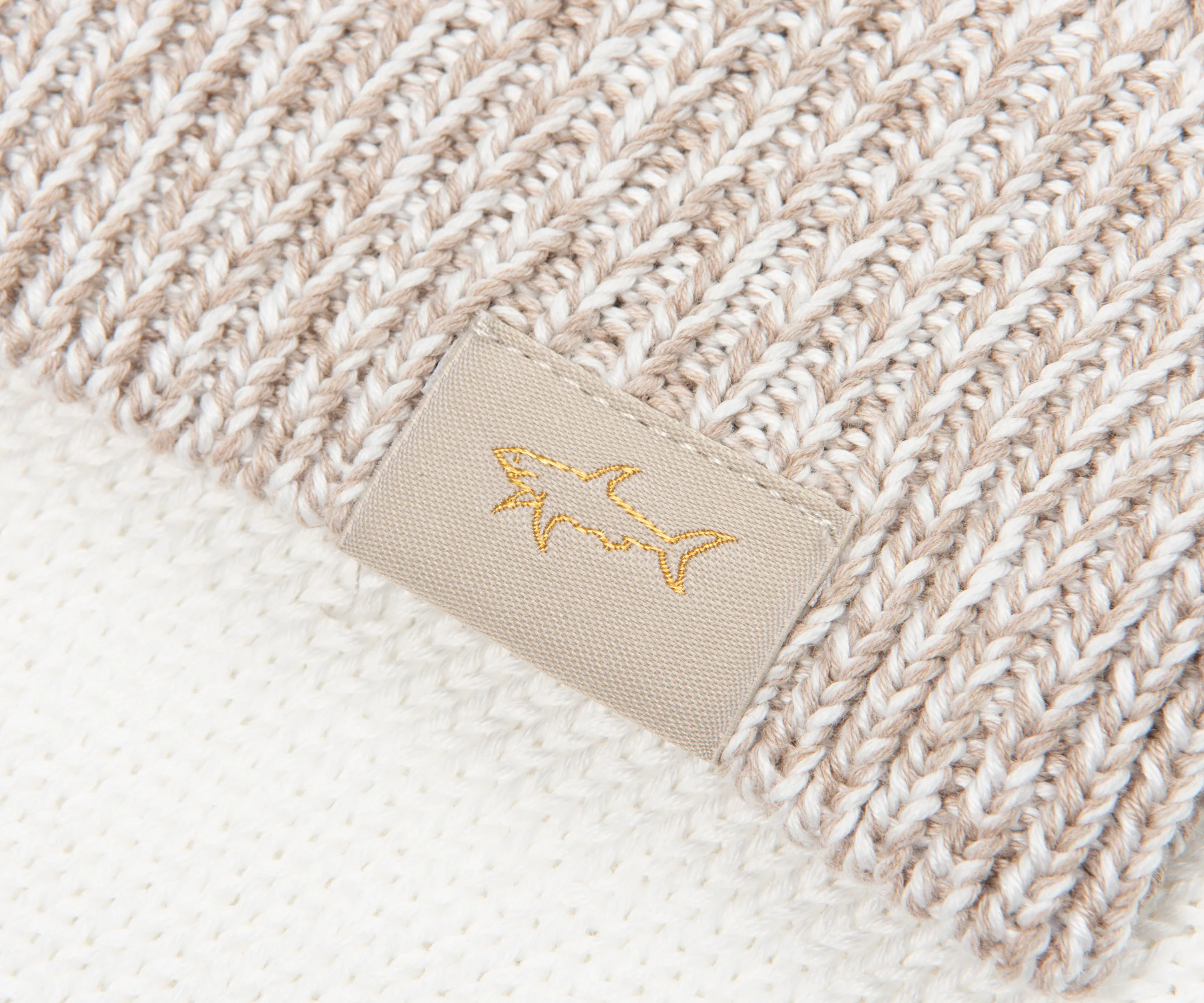 Paul & Shark Light Brown/White Fleck Striped 1/4 Button Knit - Image 4