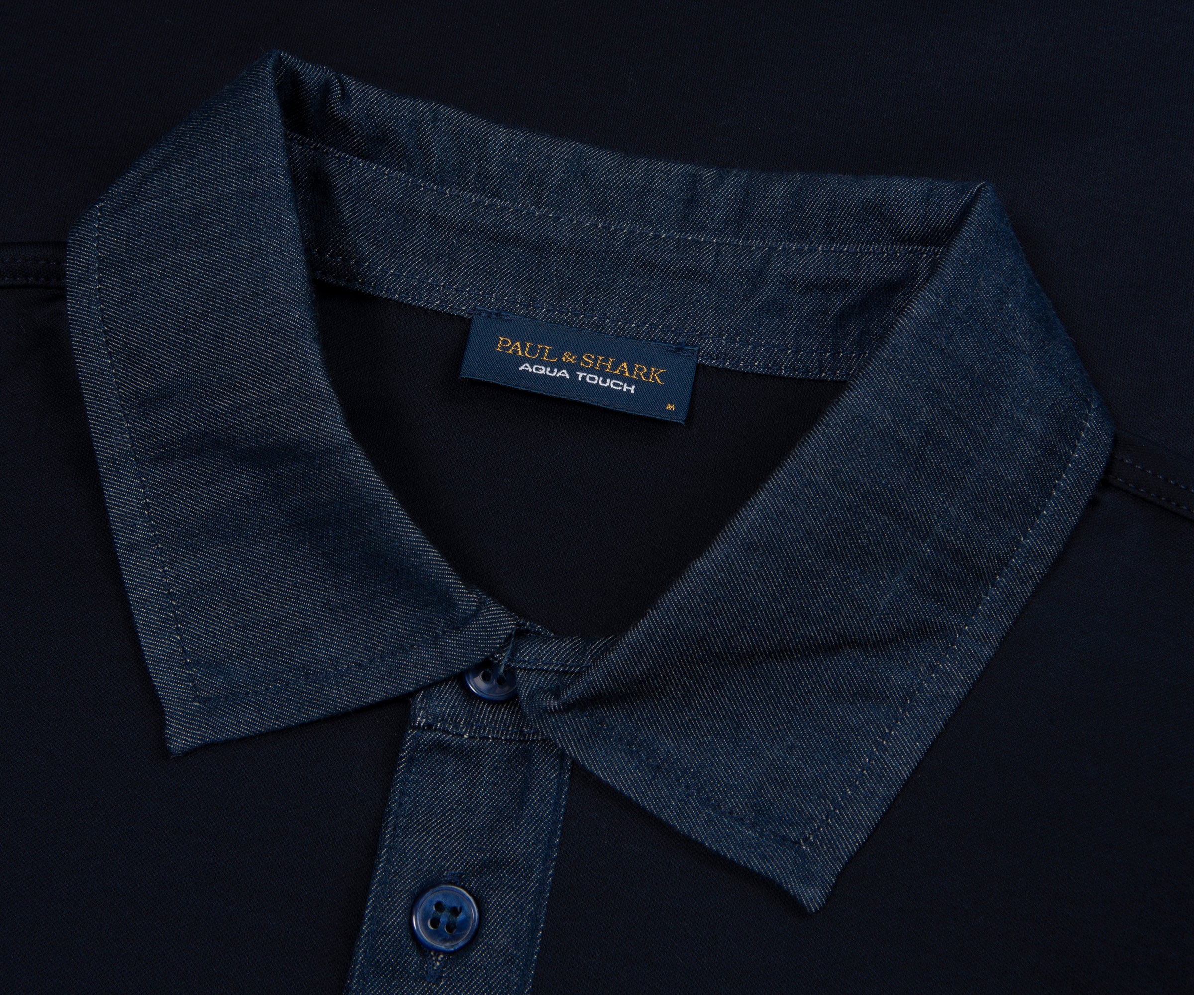 Paul & Shark Navy Chambray Trim Polo - Image 2
