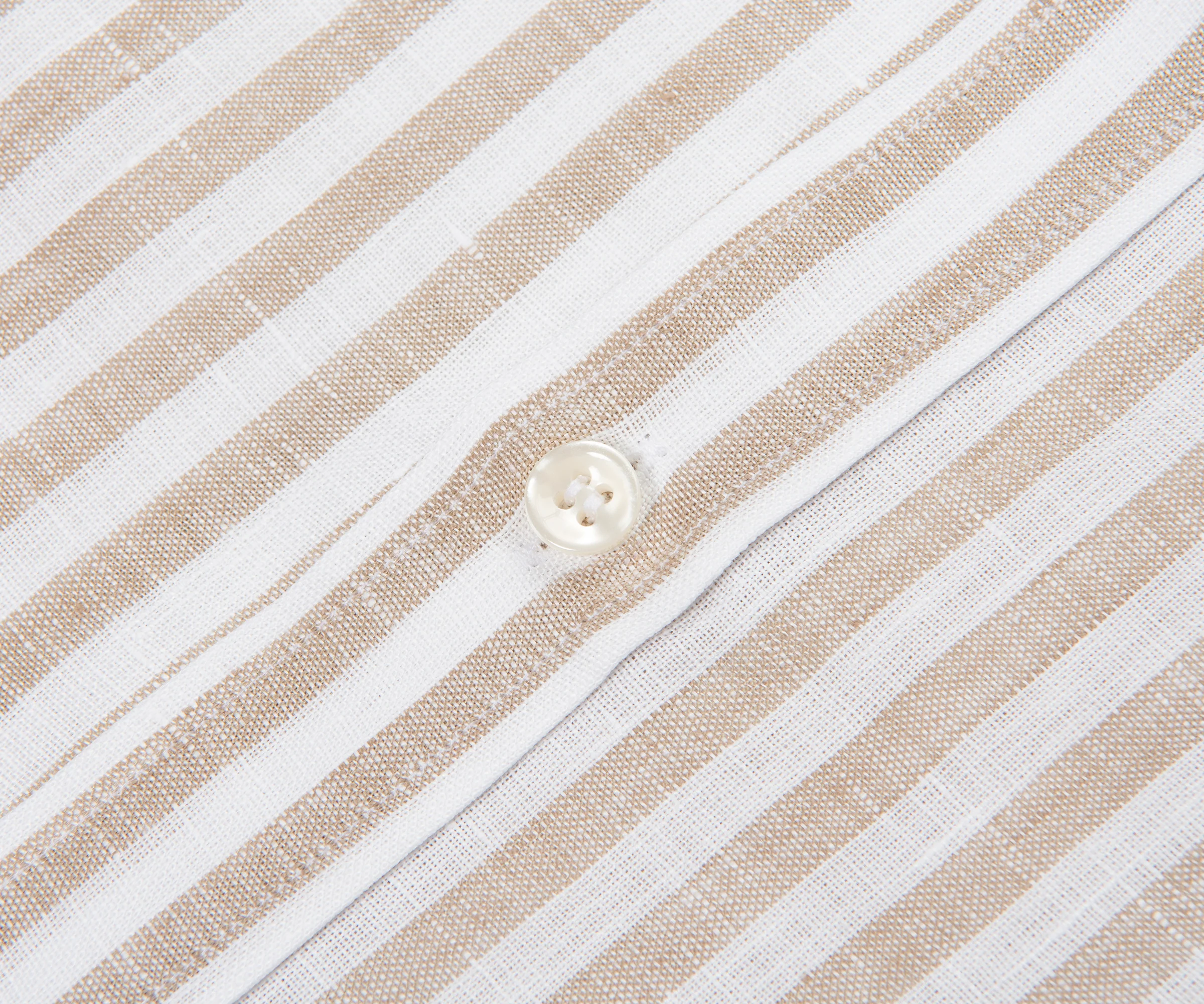 Paul & Shark Soffio Beige/White Thick Striped Linen Shirt - Image 3