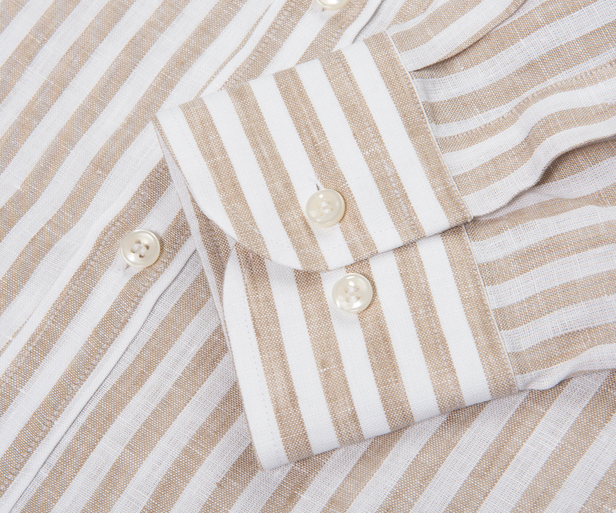Paul & Shark Soffio Beige/White Thick Striped Linen Shirt - Image 4
