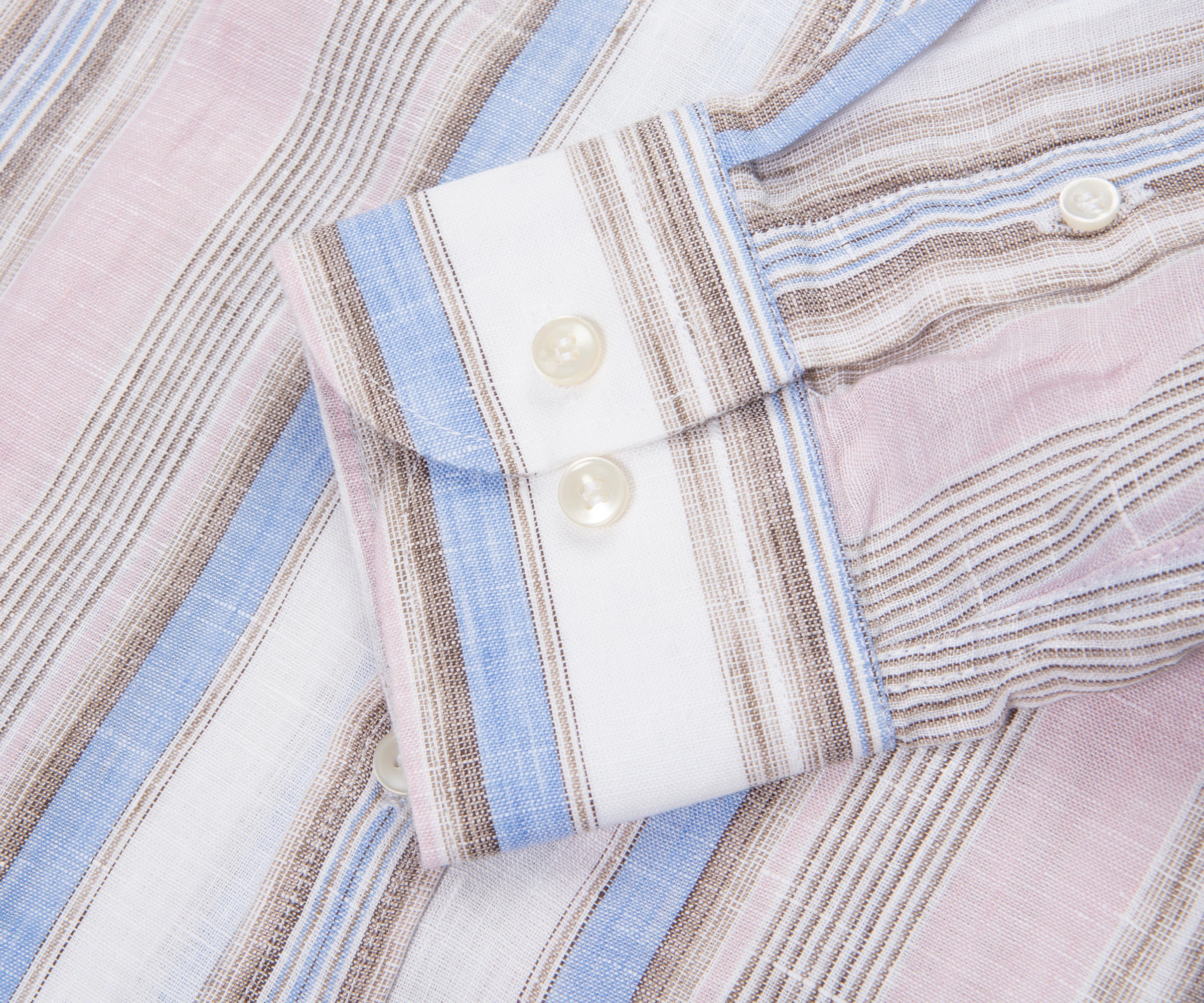 Paul & Shark Soffio Pink/Blue/White Linen Striped Shirt - Image 4