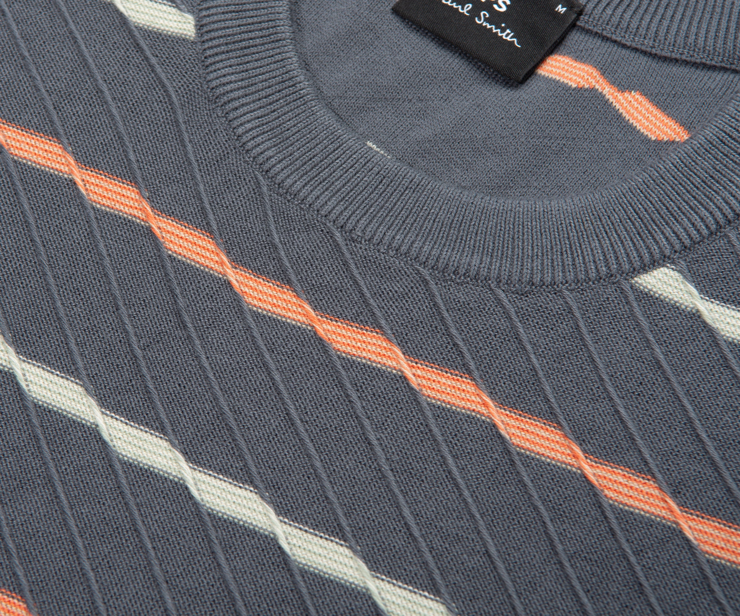 Paul Smith Charcoal Textured Zig Zag Striped Knitted T-Shirt - Image 3