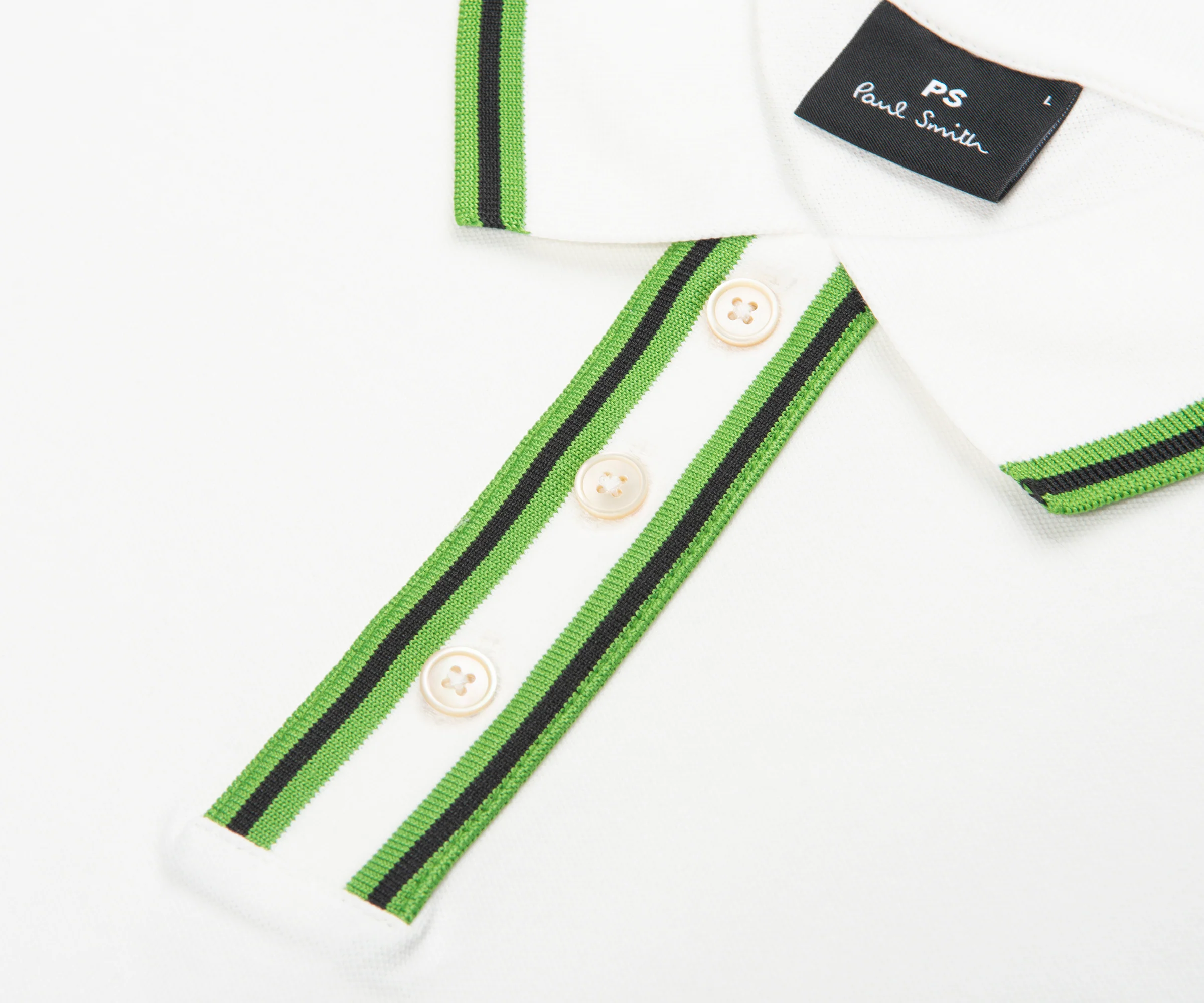 Paul Smith Green/White Contrast Tipping Polo - Image 3