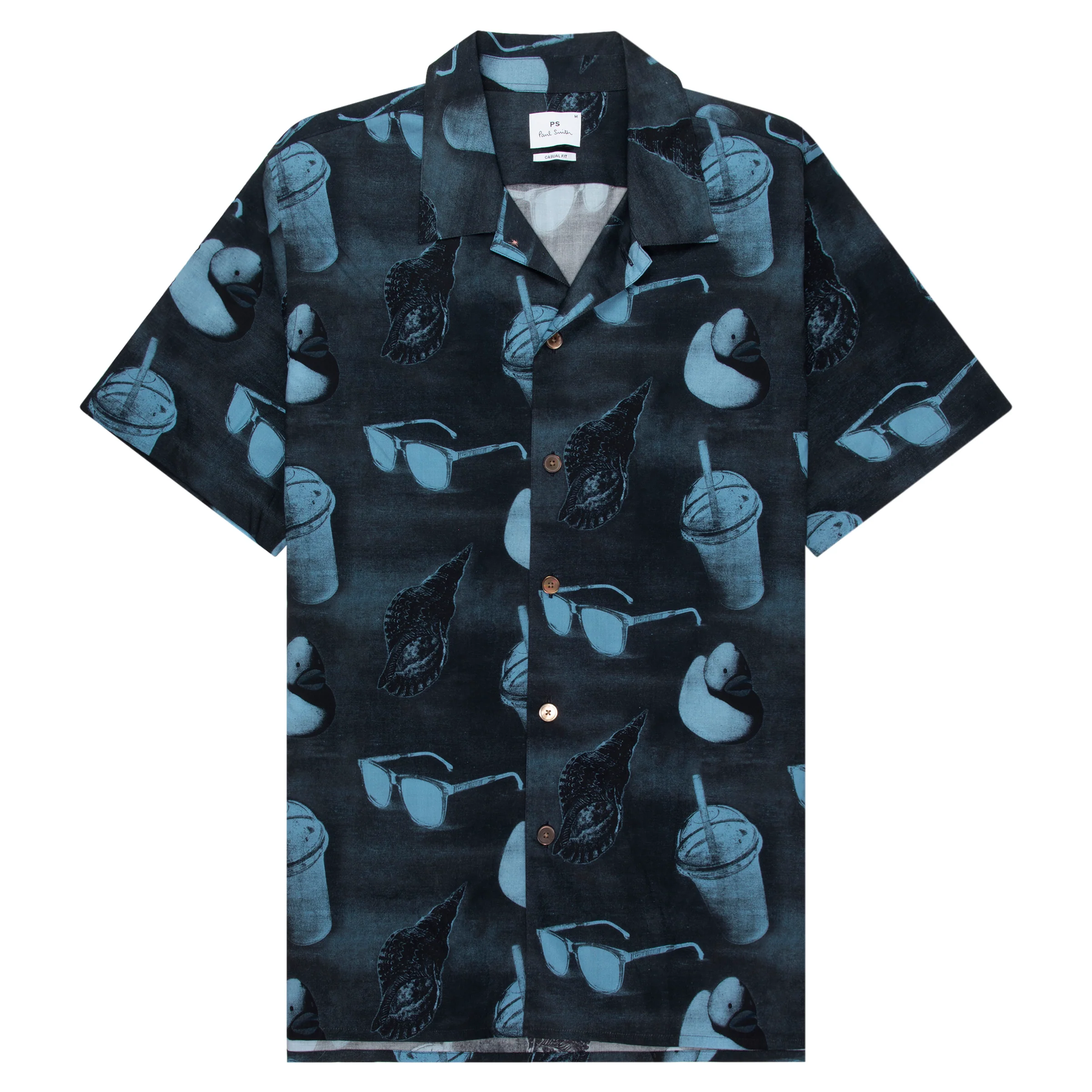 Paul Smith Navy Sunbleached Snaps Poplin SS Shirt
