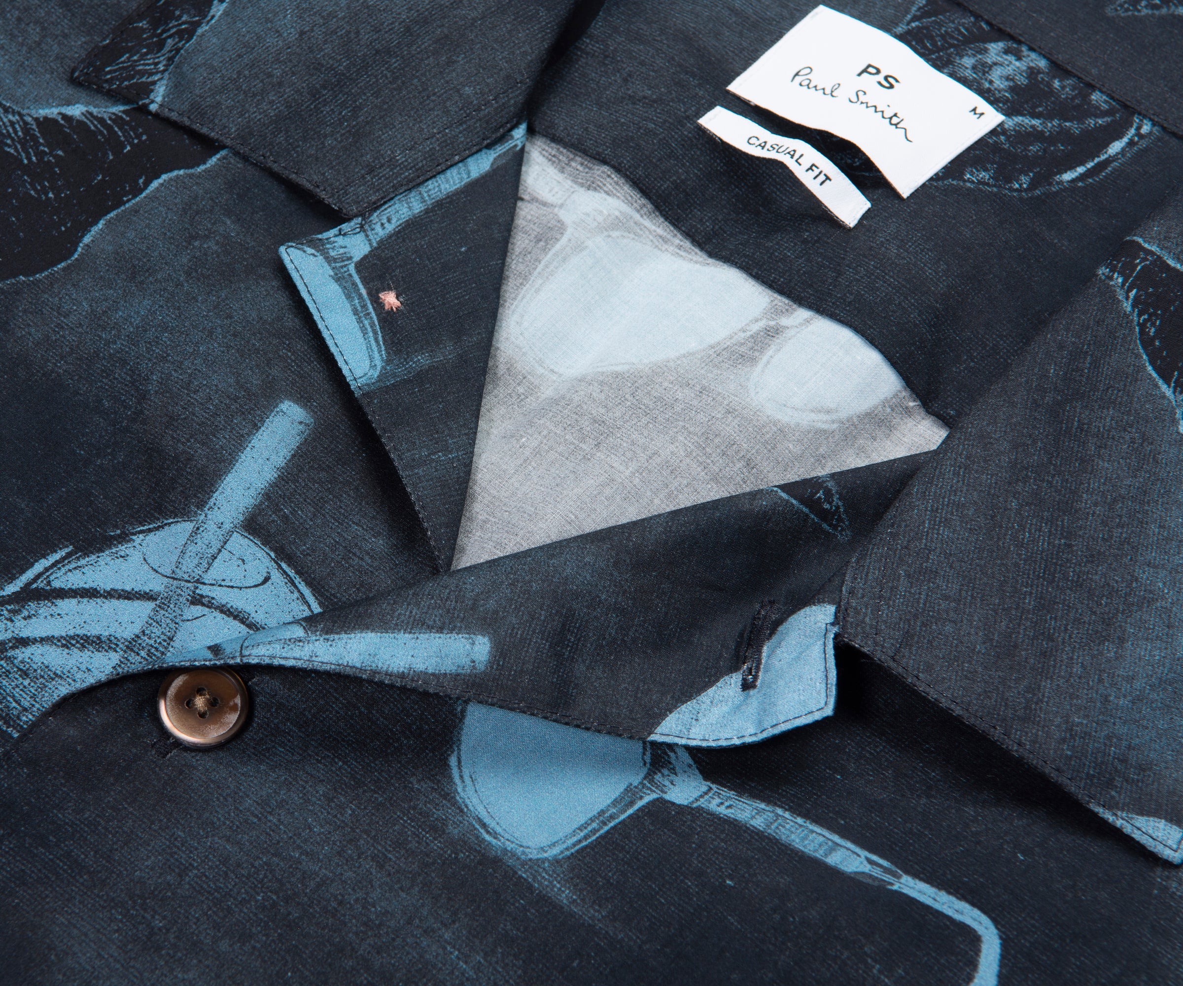 Paul Smith Navy Sunbleached Snaps Poplin SS Shirt - Image 3