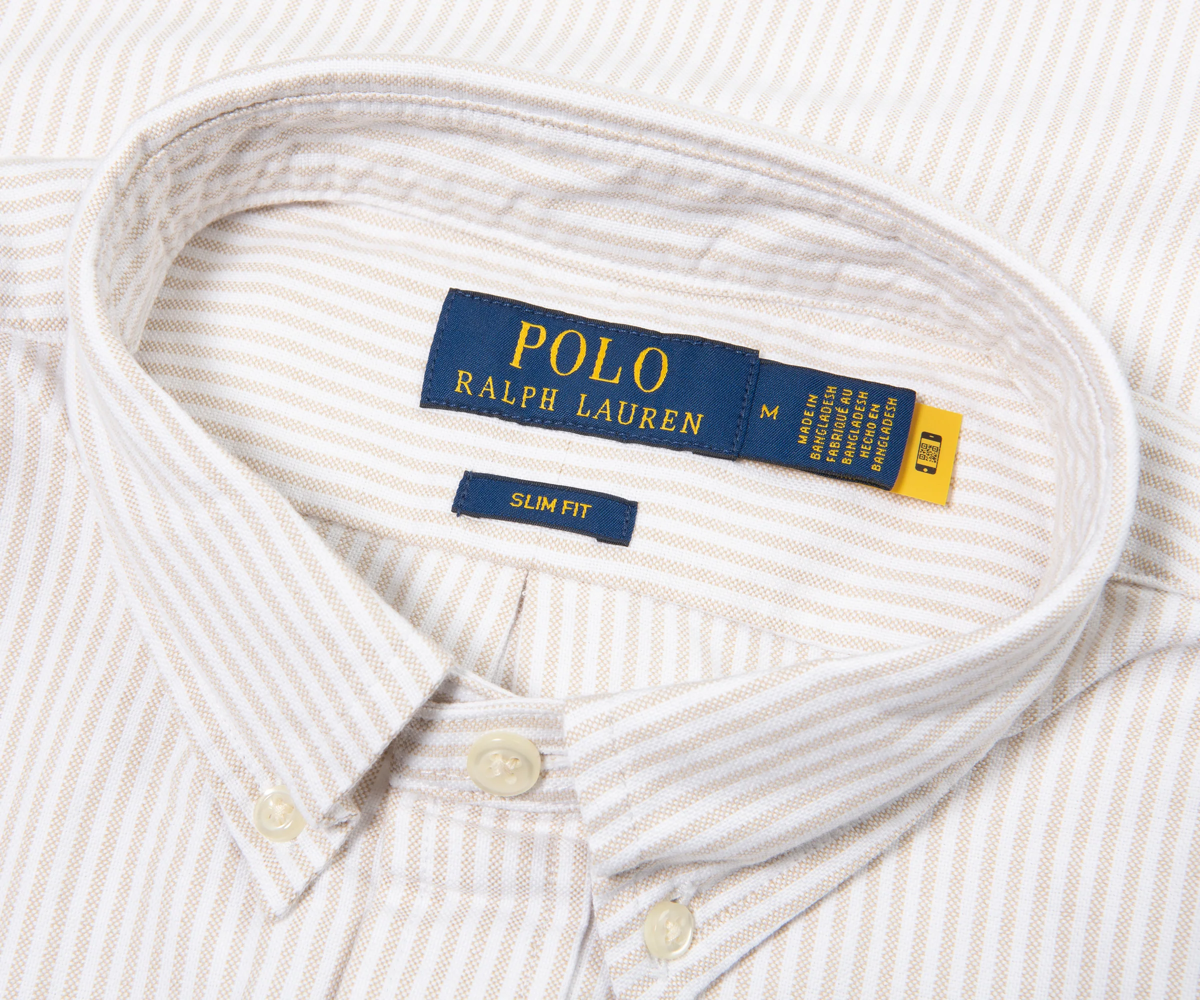 Ralph Lauren Cream/Beige Stripe Cotton Slim Fit Shirt - Image 4