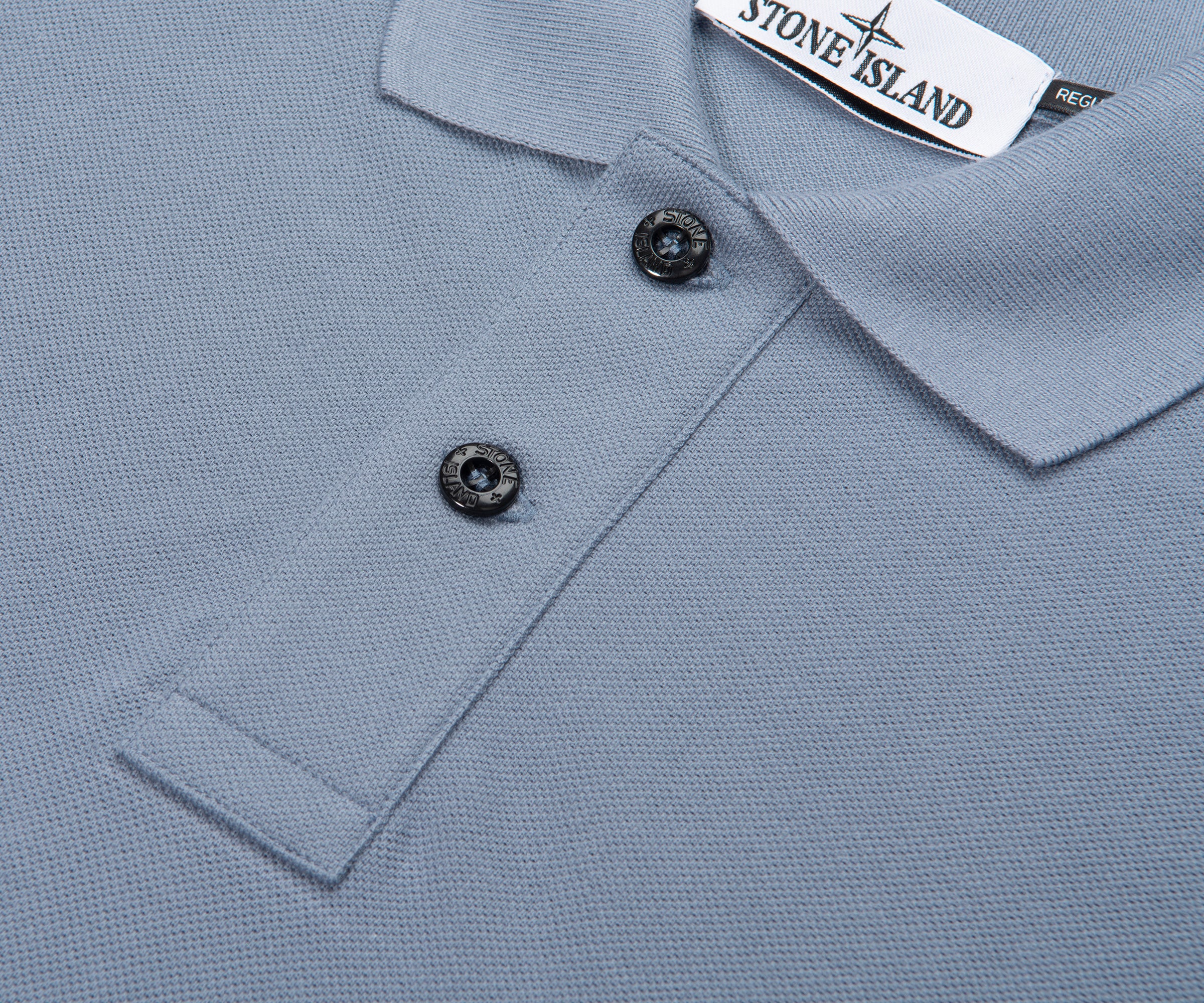 Stone Island Avio Blue Signature Embroidered Logo Polo - Image 3
