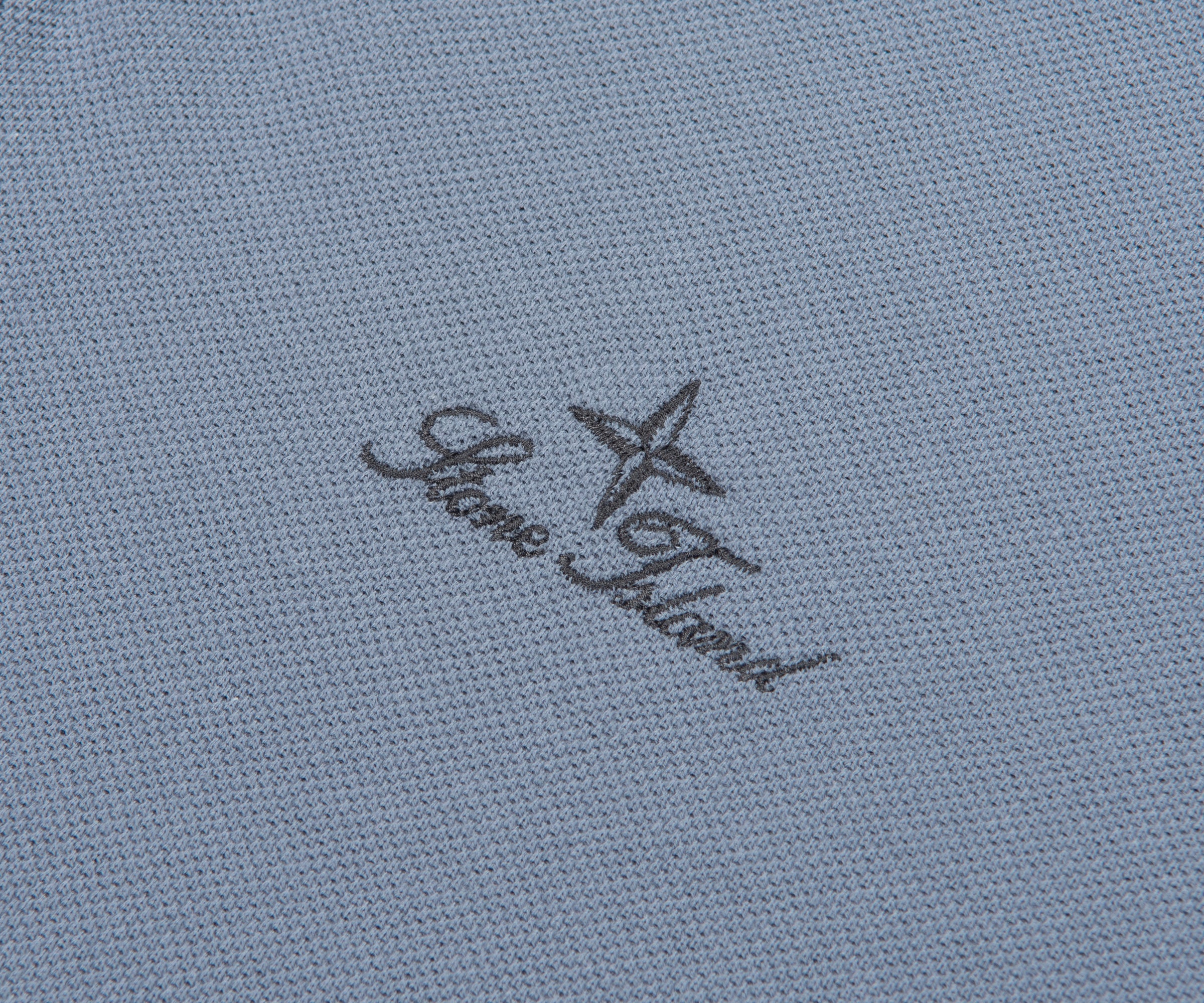 Stone Island Avio Blue Signature Embroidered Logo Polo - Image 4