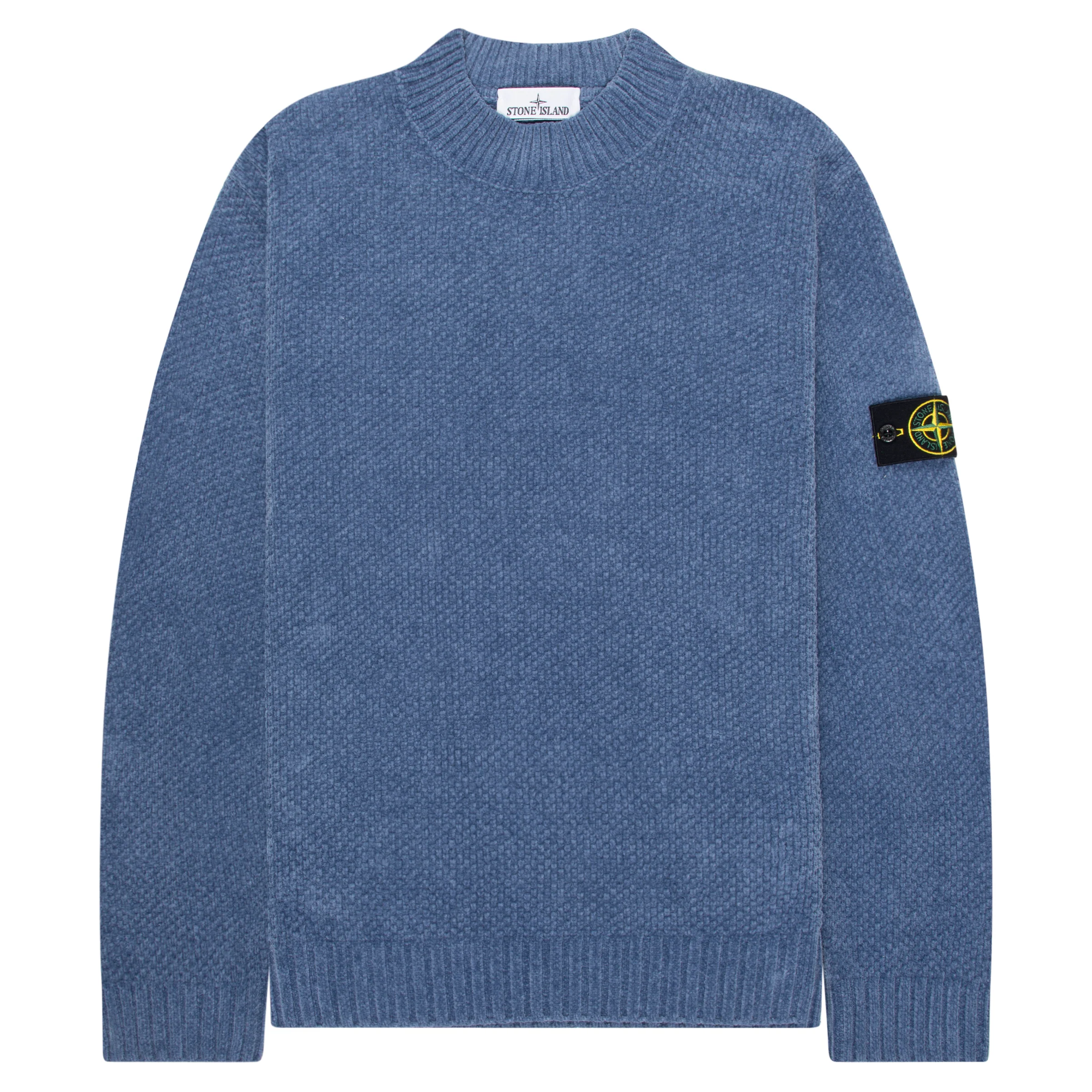 Stone Island Avio Blue Waffle Knitted Sweater