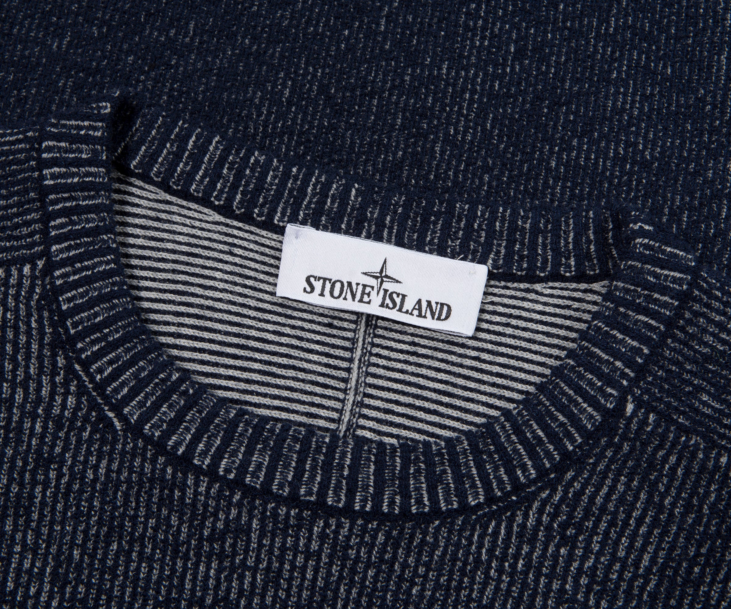 Stone Island Blue Melange Plated Rib Boucle Cotton Sweater - Image 2