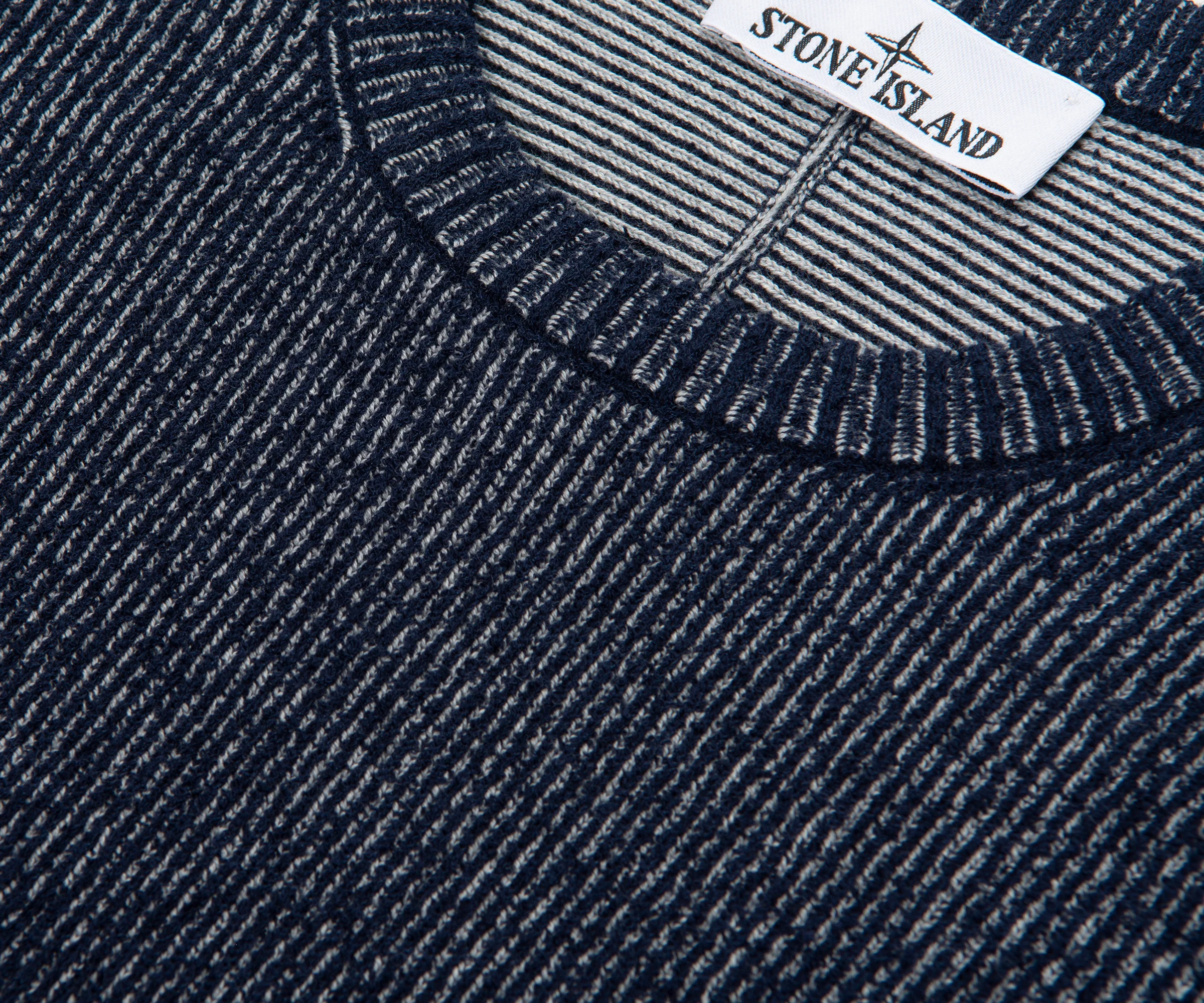 Stone Island Blue Melange Plated Rib Boucle Cotton Sweater - Image 3