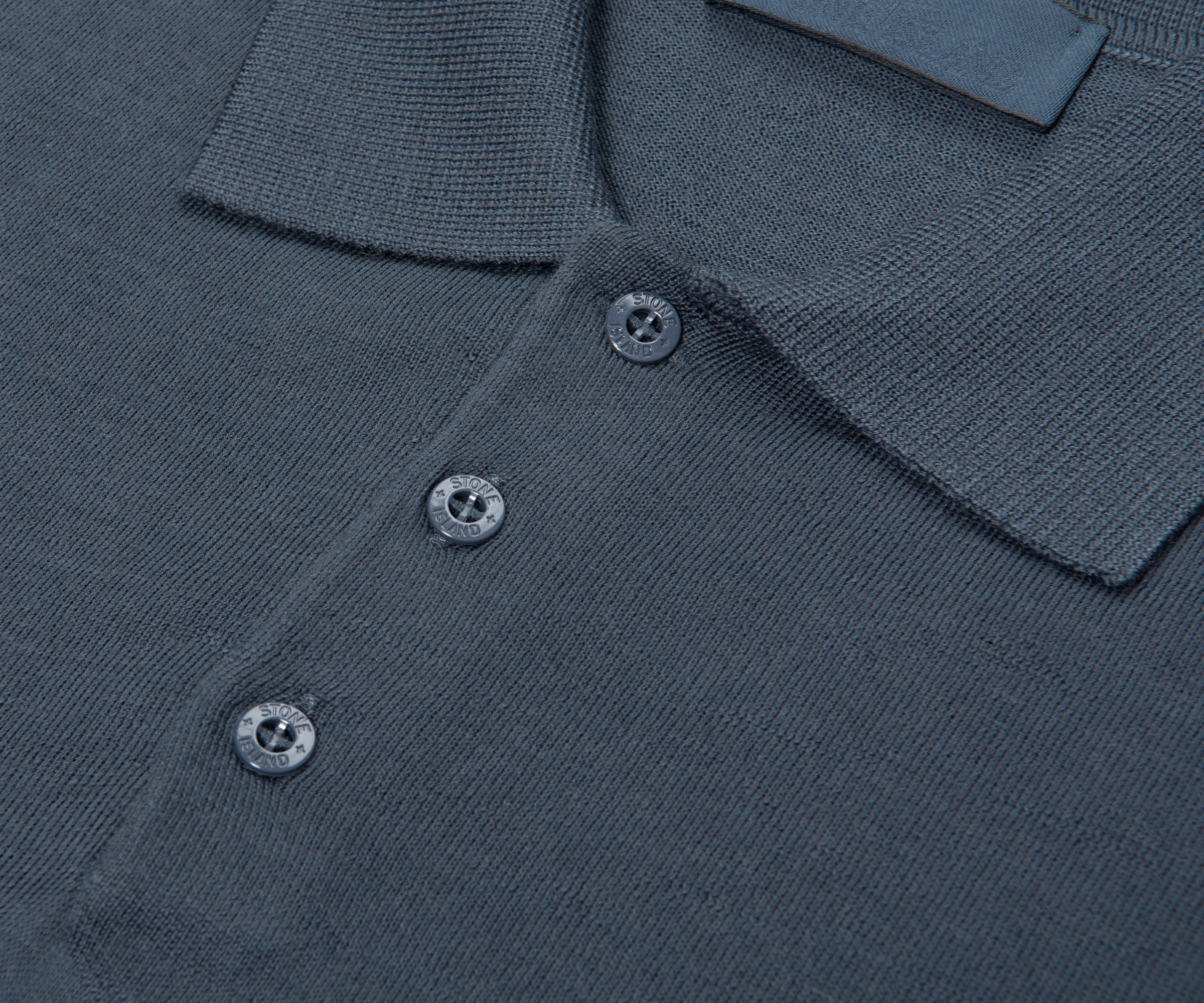 Stone Island Ghost Baltic Blue Knitted LS Polo - Image 3
