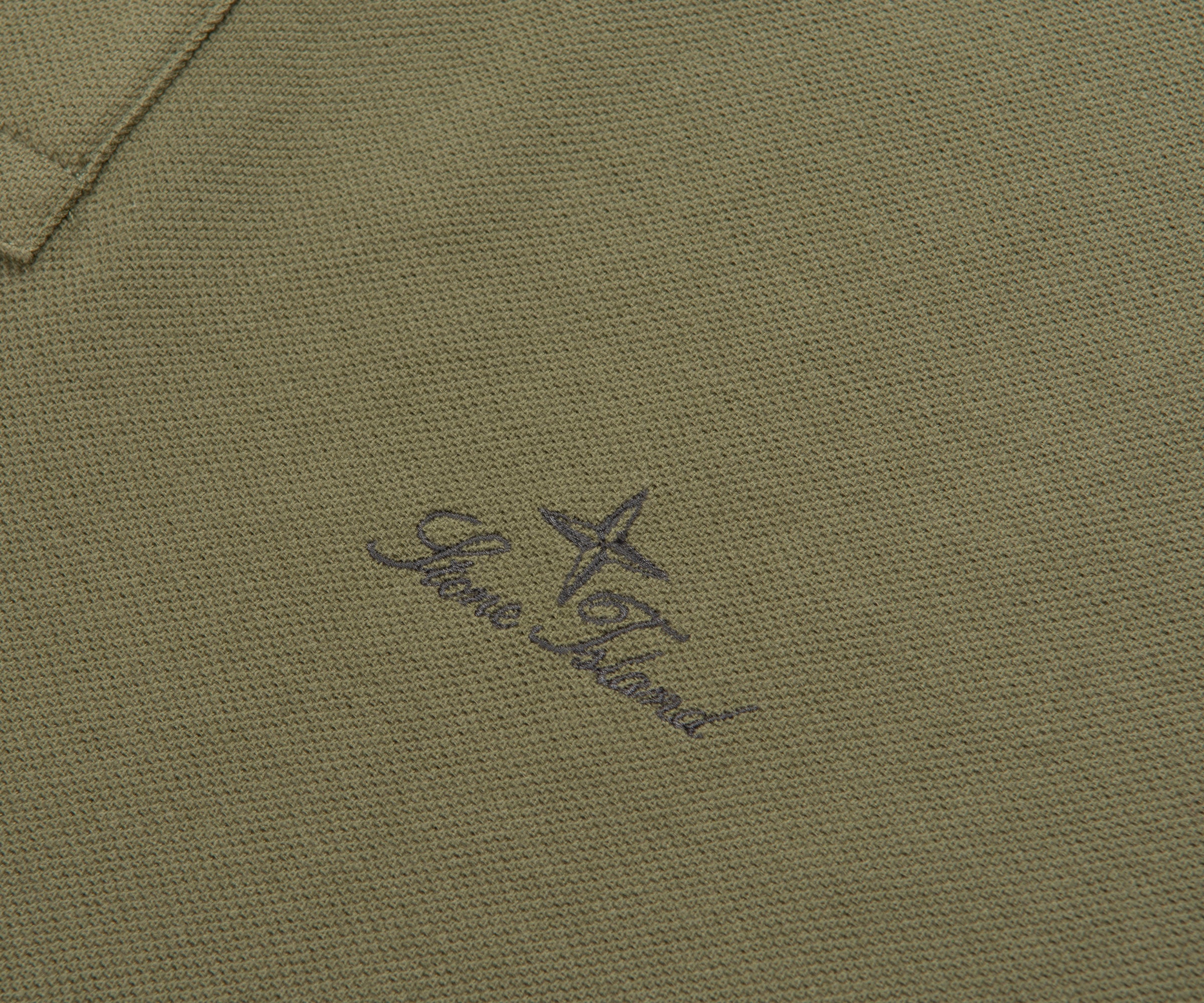 Stone Island Green Signature Embroidered Logo Polo - Image 4