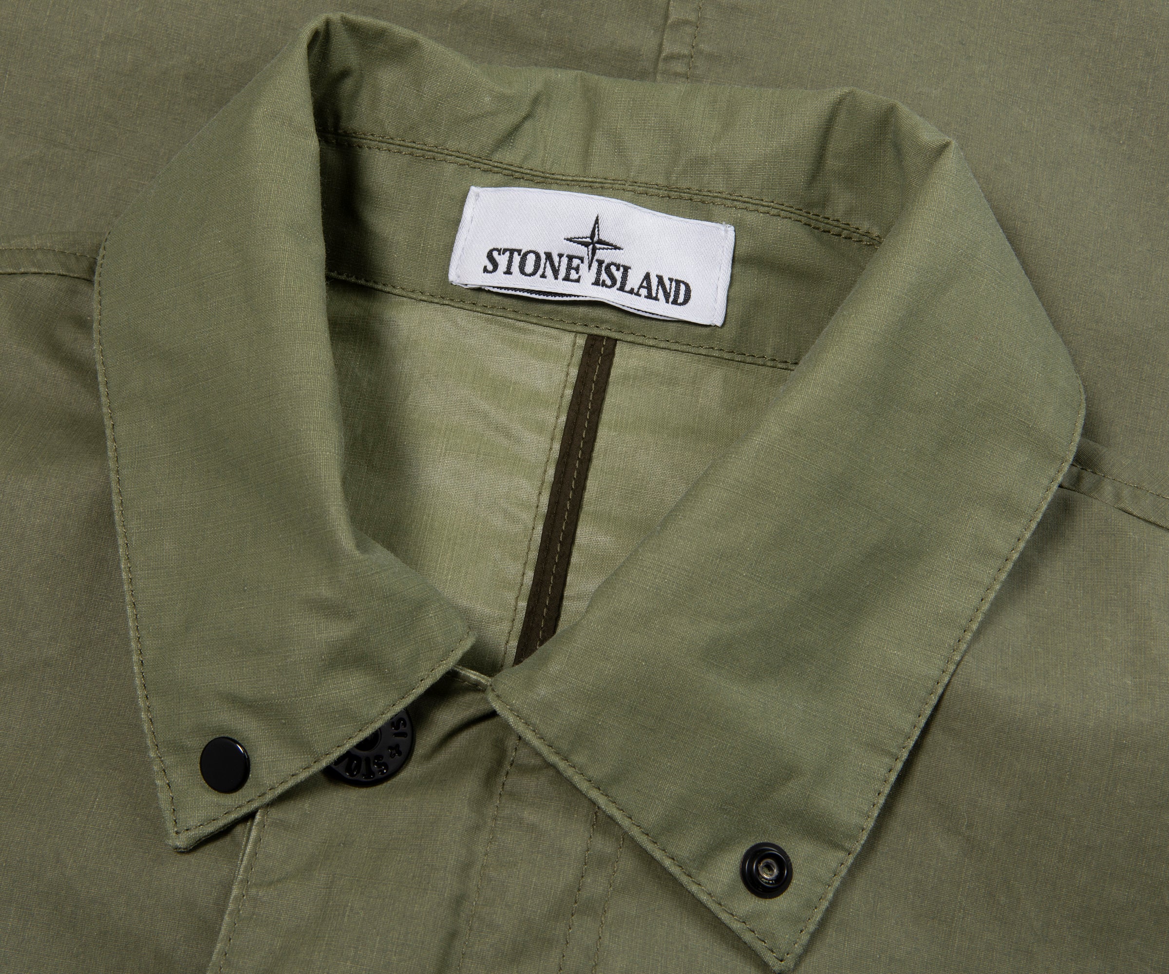 Stone Island Green Waxed Pigment Cotton Tela Overshirt - Image 2