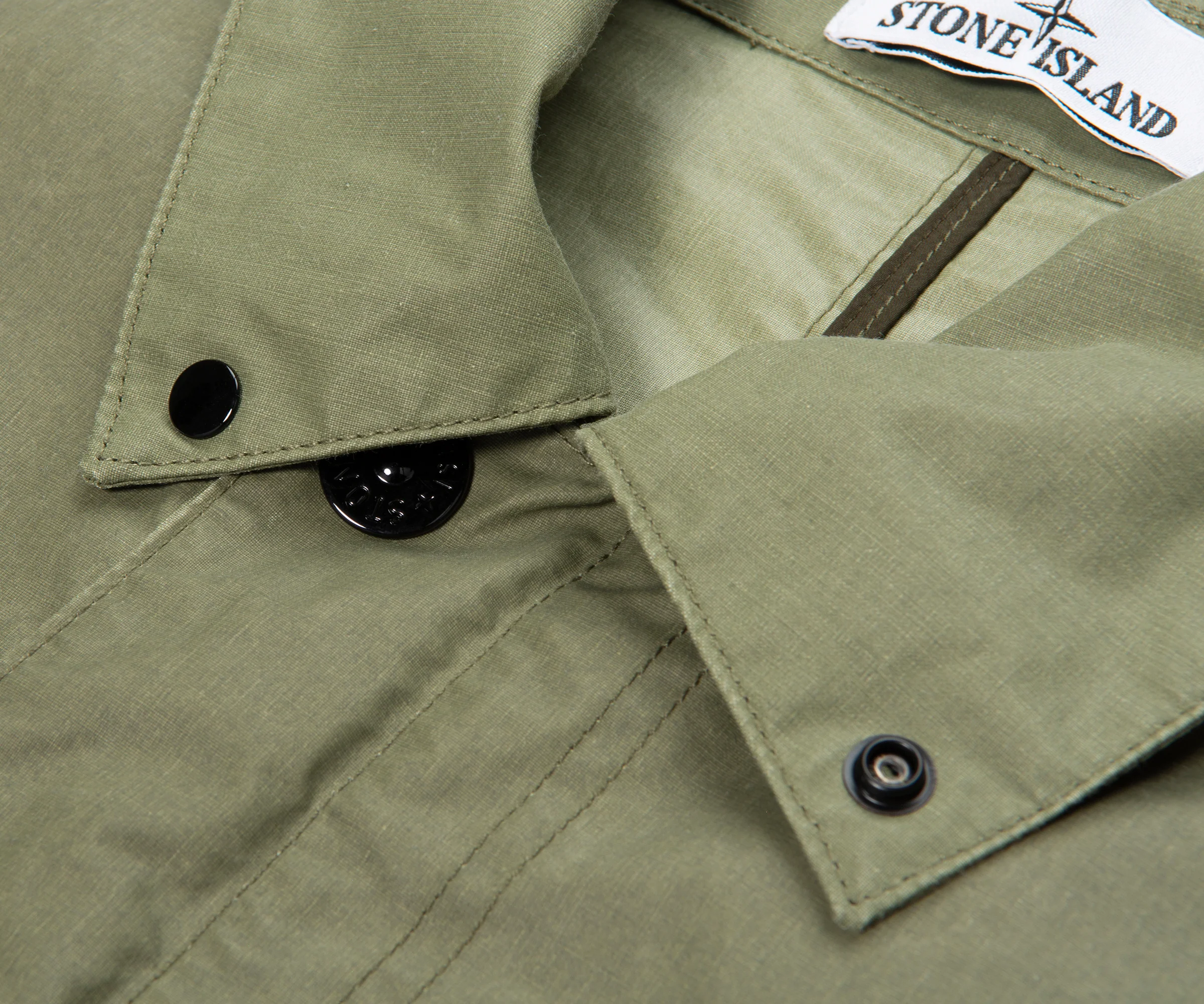Stone Island Green Waxed Pigment Cotton Tela Overshirt - Image 3