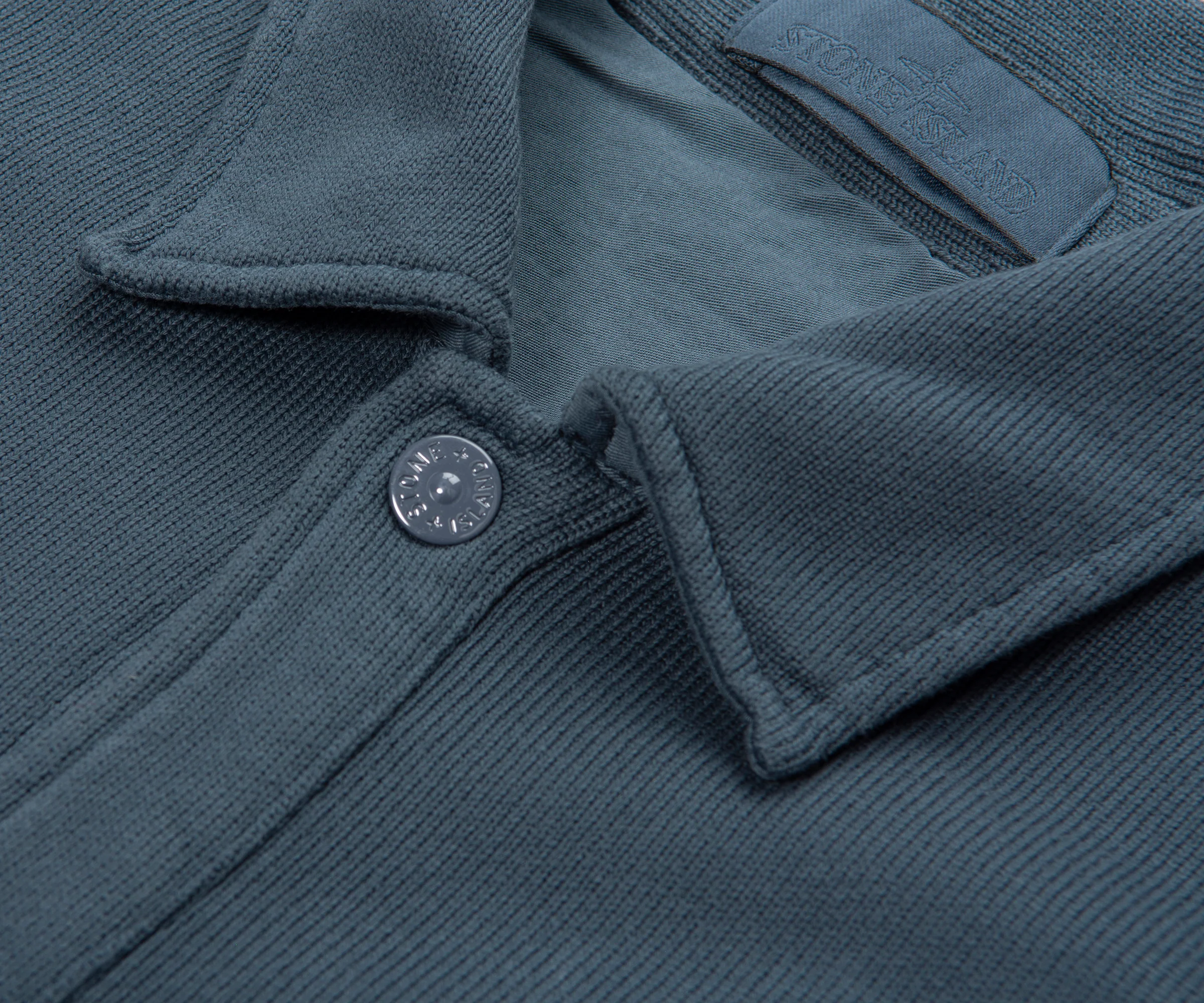 Stone Island Ghost Baltic Blue Full Button Sweatshirt - Image 3