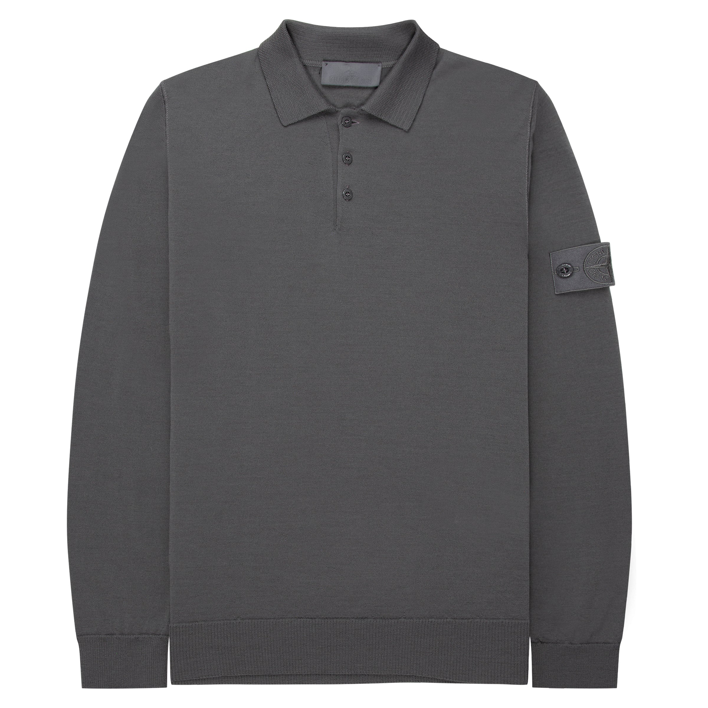 Stone Island Ghost Grey Long Sleeve Knit Polo