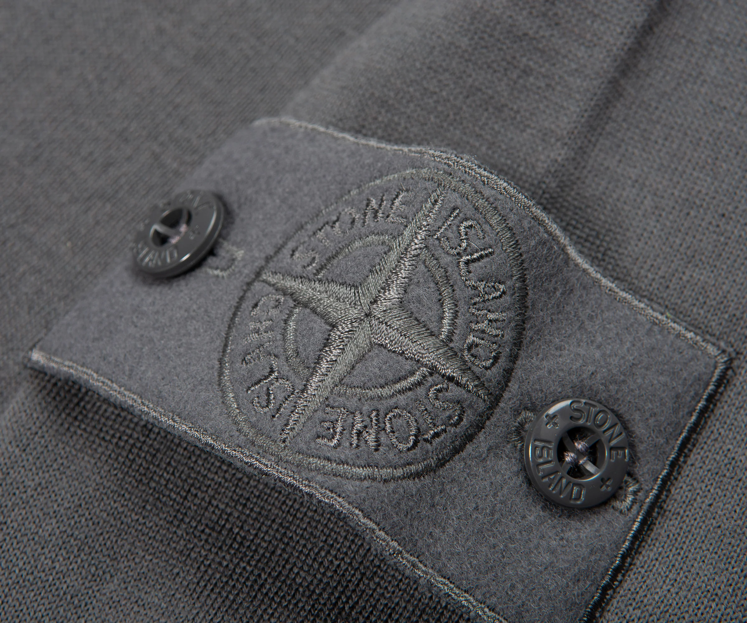 Stone Island Ghost Grey Long Sleeve Knit Polo - Image 3