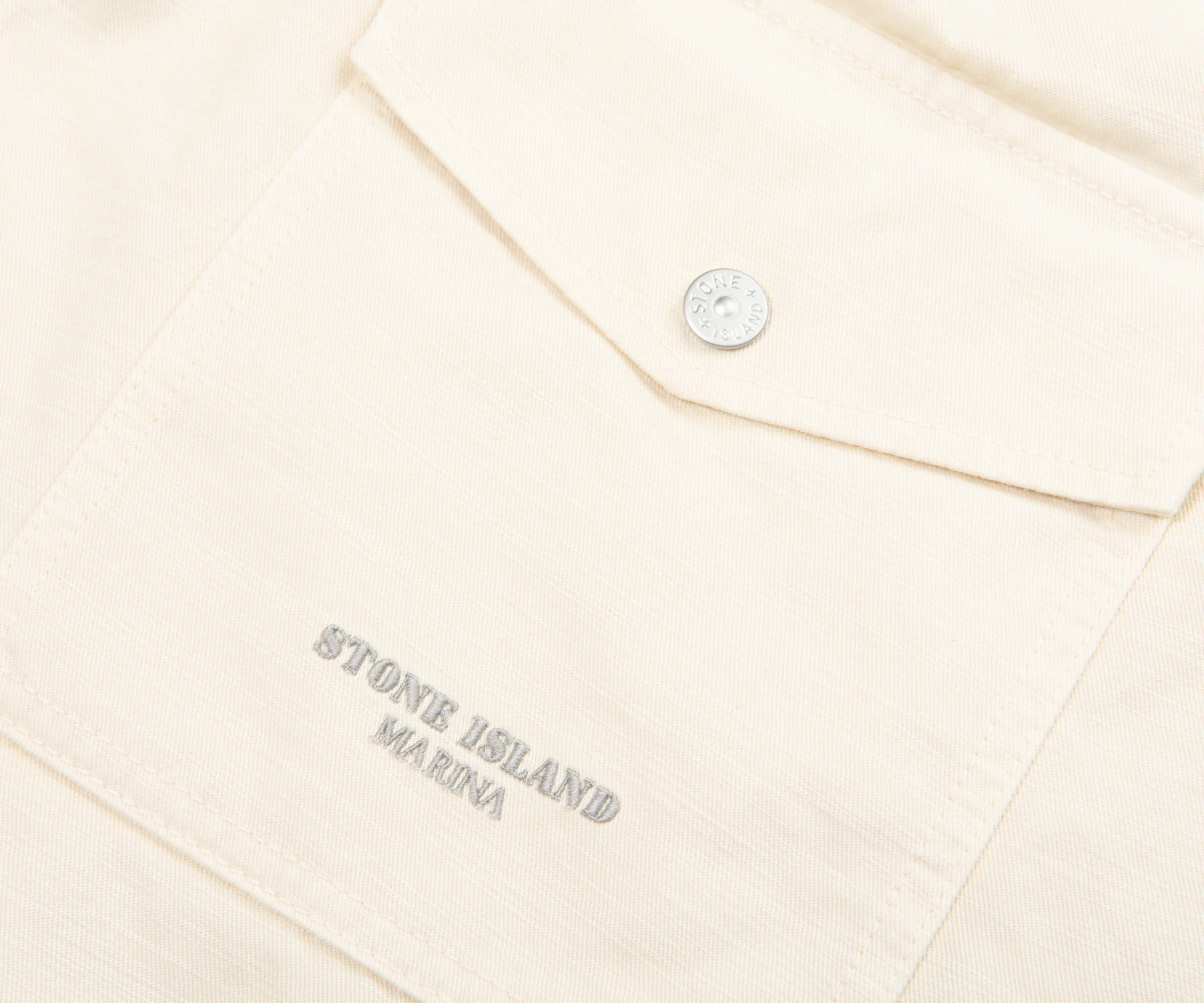 Stone Island Marina Cream Embroidered Logo Bermuda Wide Shorts - Image 4