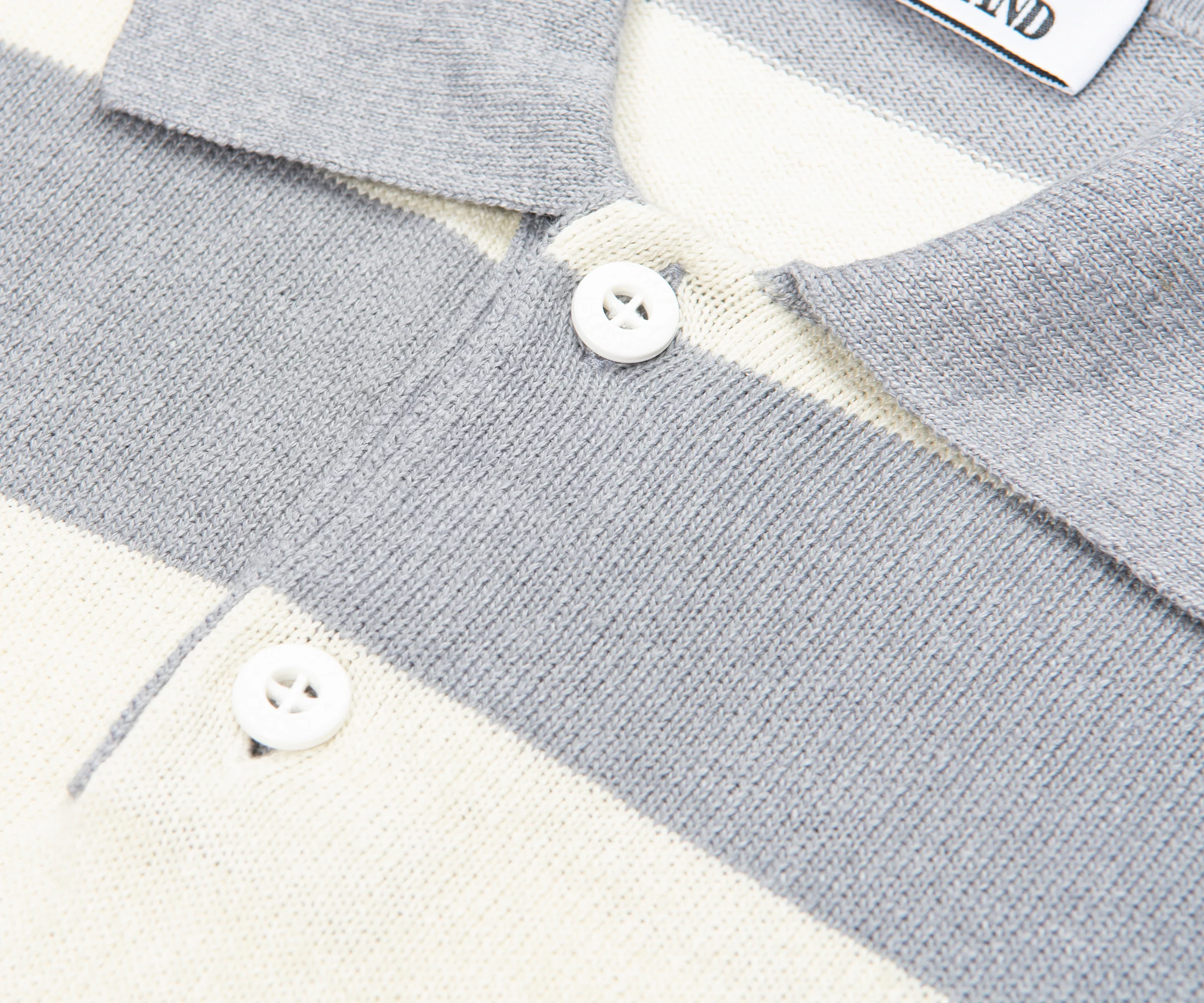Stone Island Marina Grey Knitted Striped Polo - Image 3