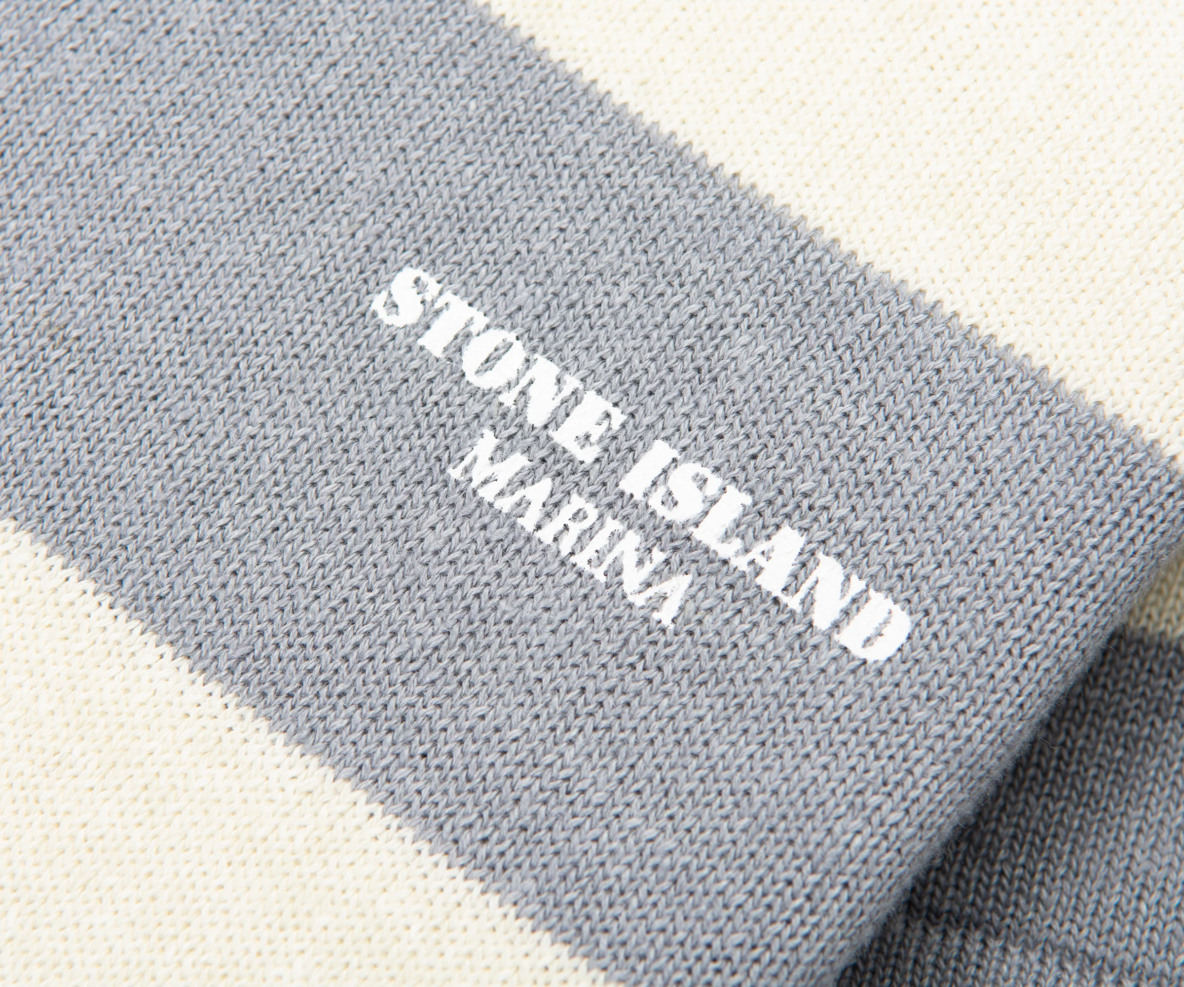 Stone Island Marina Grey Knitted Striped Polo - Image 4