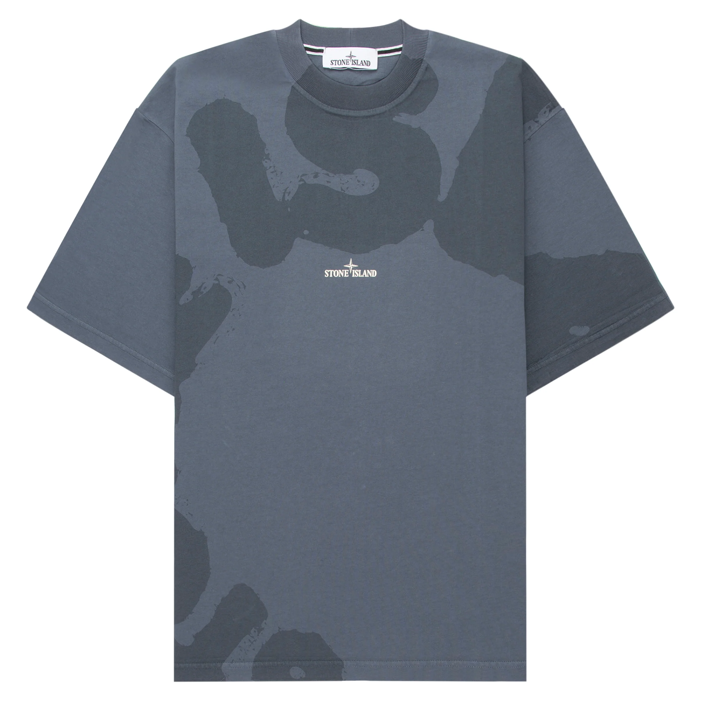 Stone Island Washed Navy Camo Back Print T-Shirt
