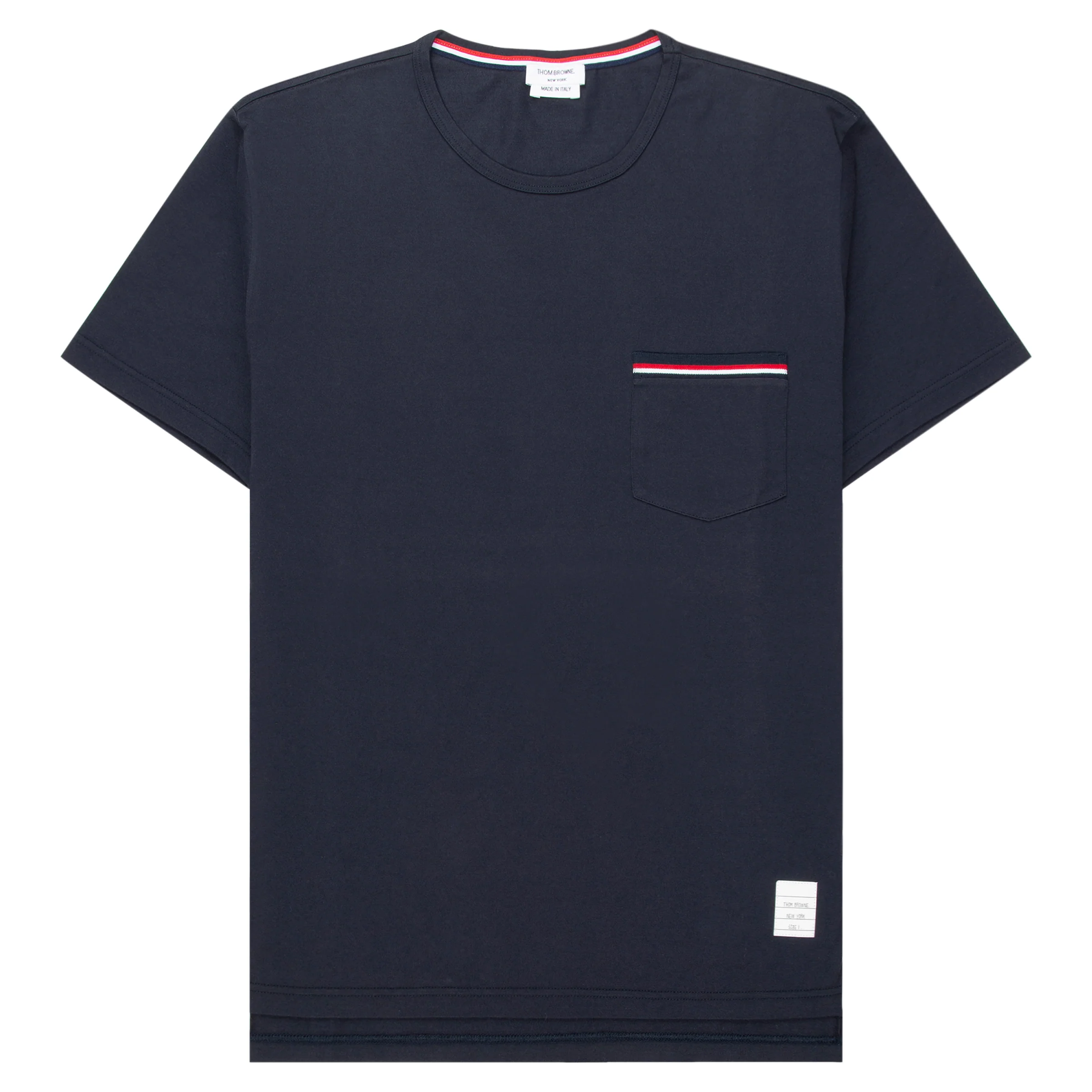 Thom Browne Navy Jersey Stripe Pocket Tee