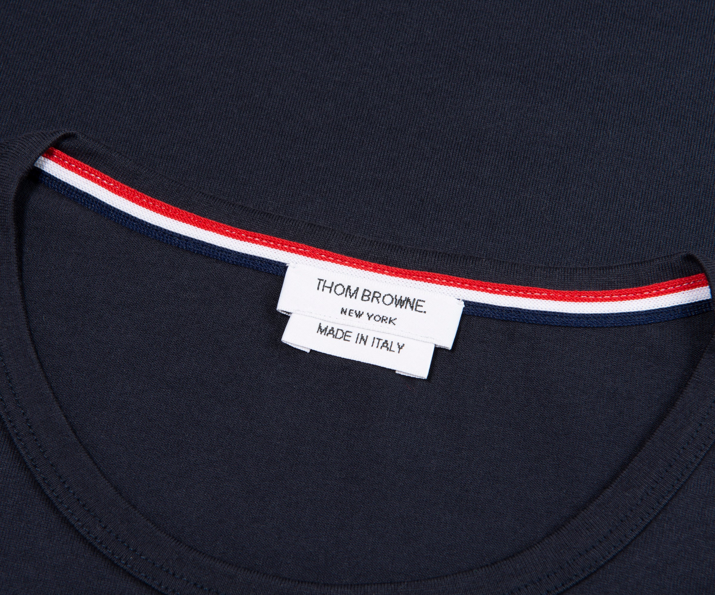 Thom Browne Navy Jersey Stripe Pocket Tee - Image 2