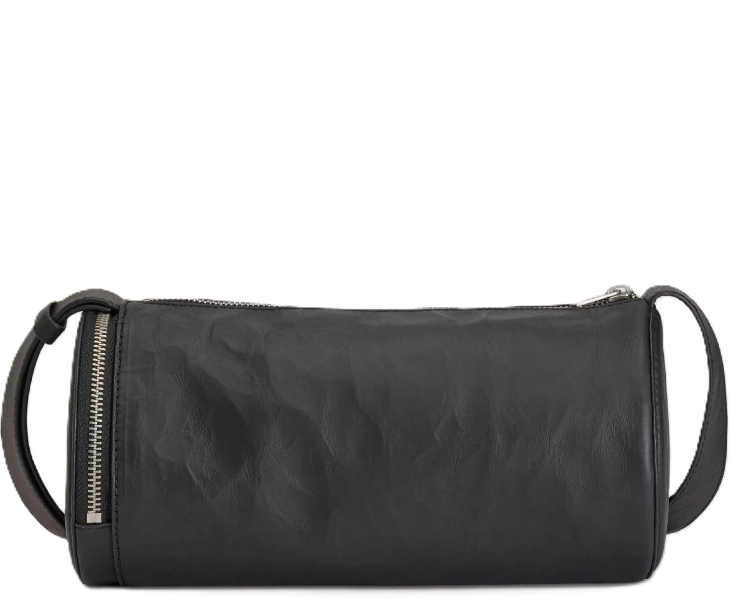Y-3 Black Barrell Crinkle Leather Bag - Image 2