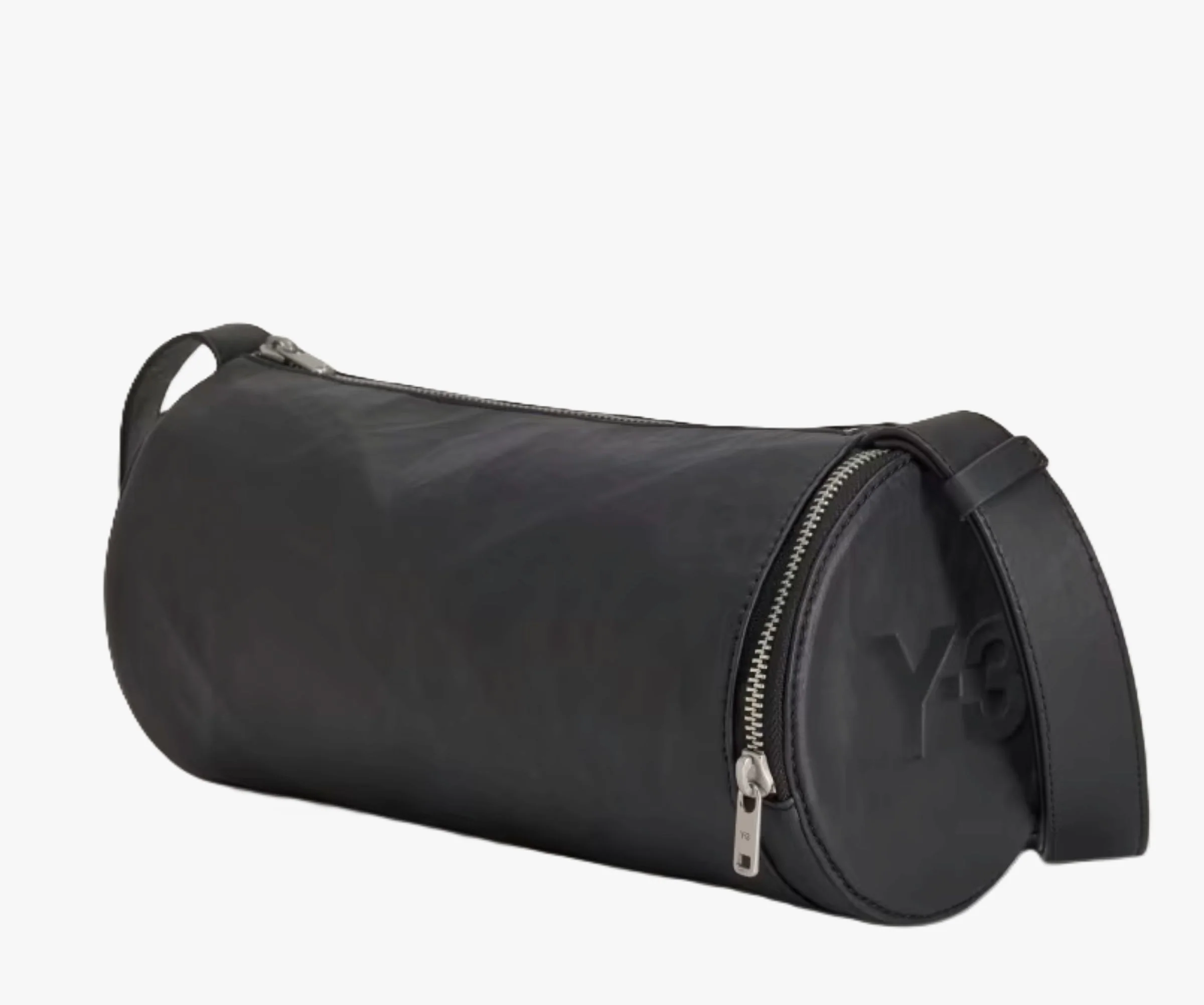 Y-3 Black Barrell Crinkle Leather Bag - Image 3