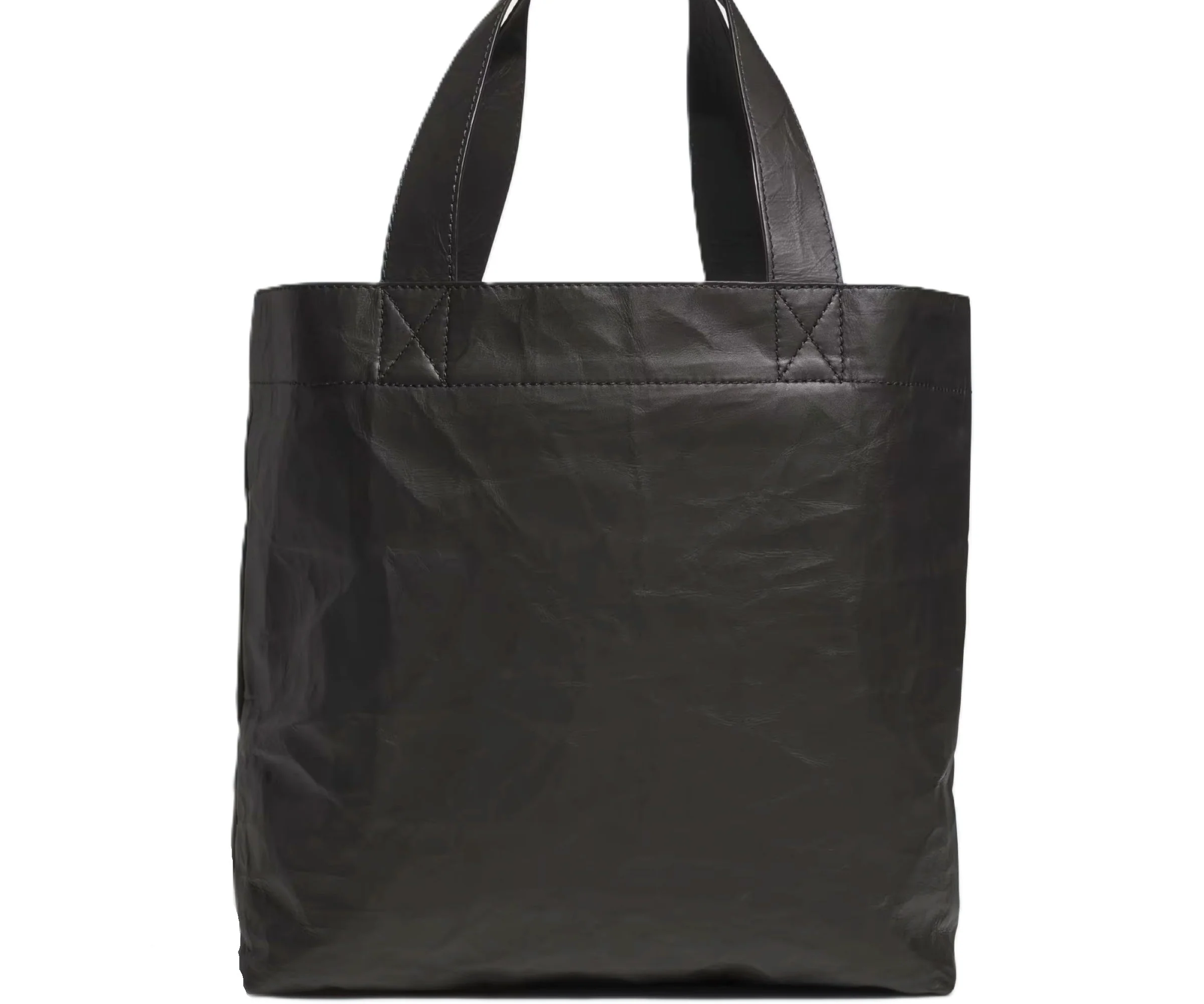 Y-3 Black Tote Crinkle Leather Bag - Image 2