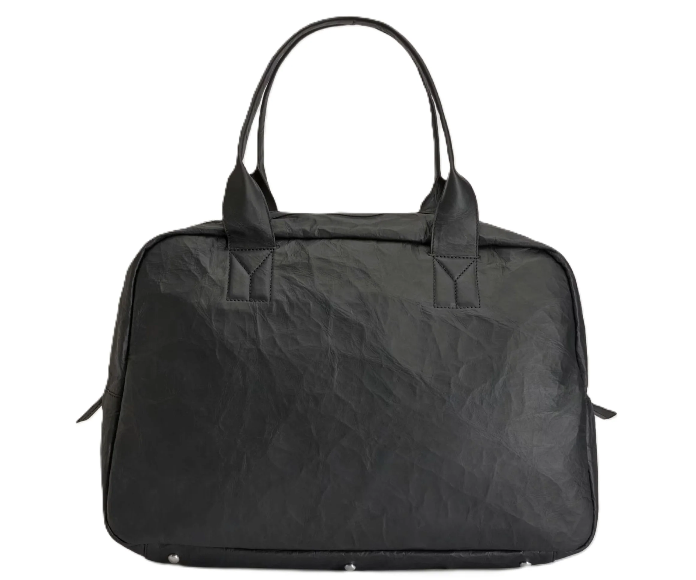 Y-3 Black Weekender Crinkle Leather Bag - Image 2
